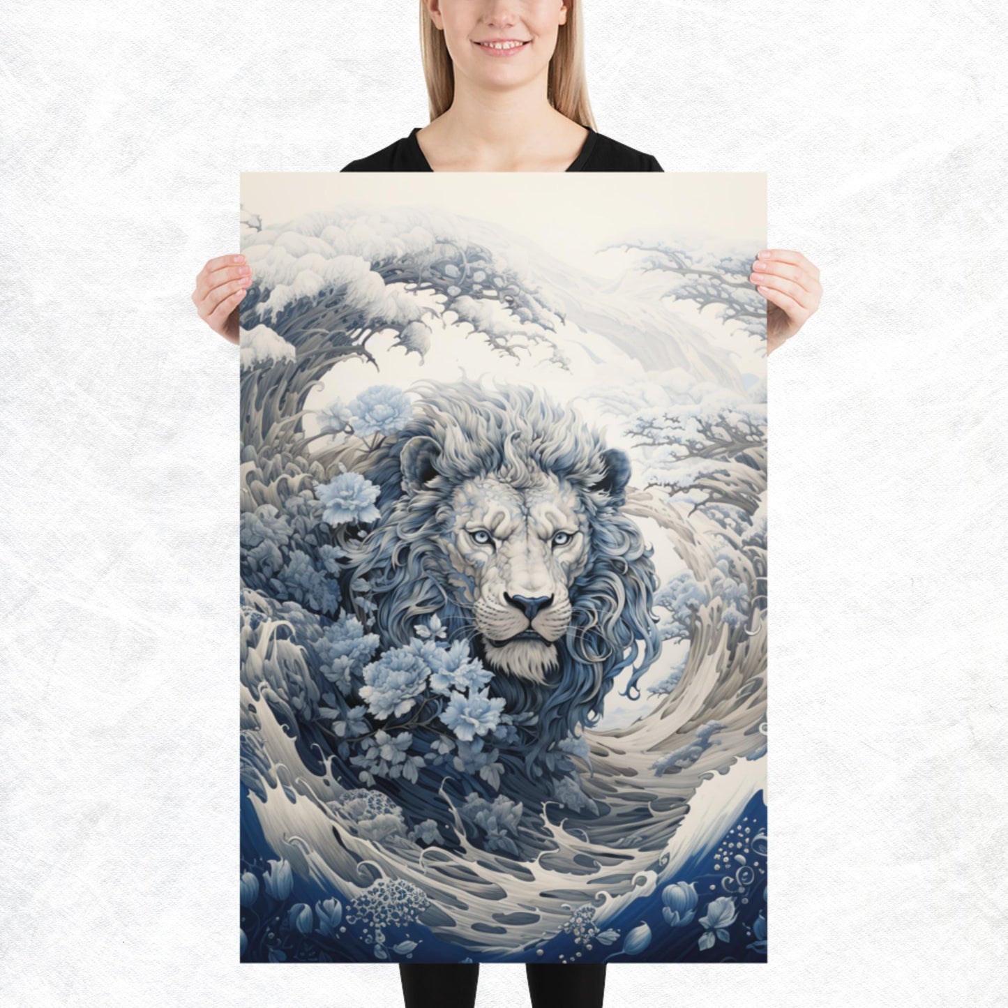 Ukiyo-e Lion Paper Poster