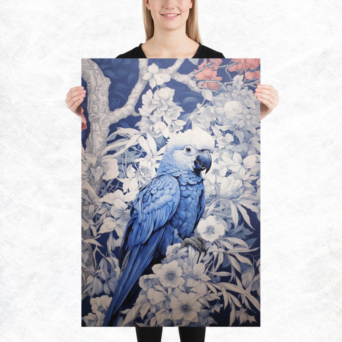 Ukiyo-e Parrot Paper Poster