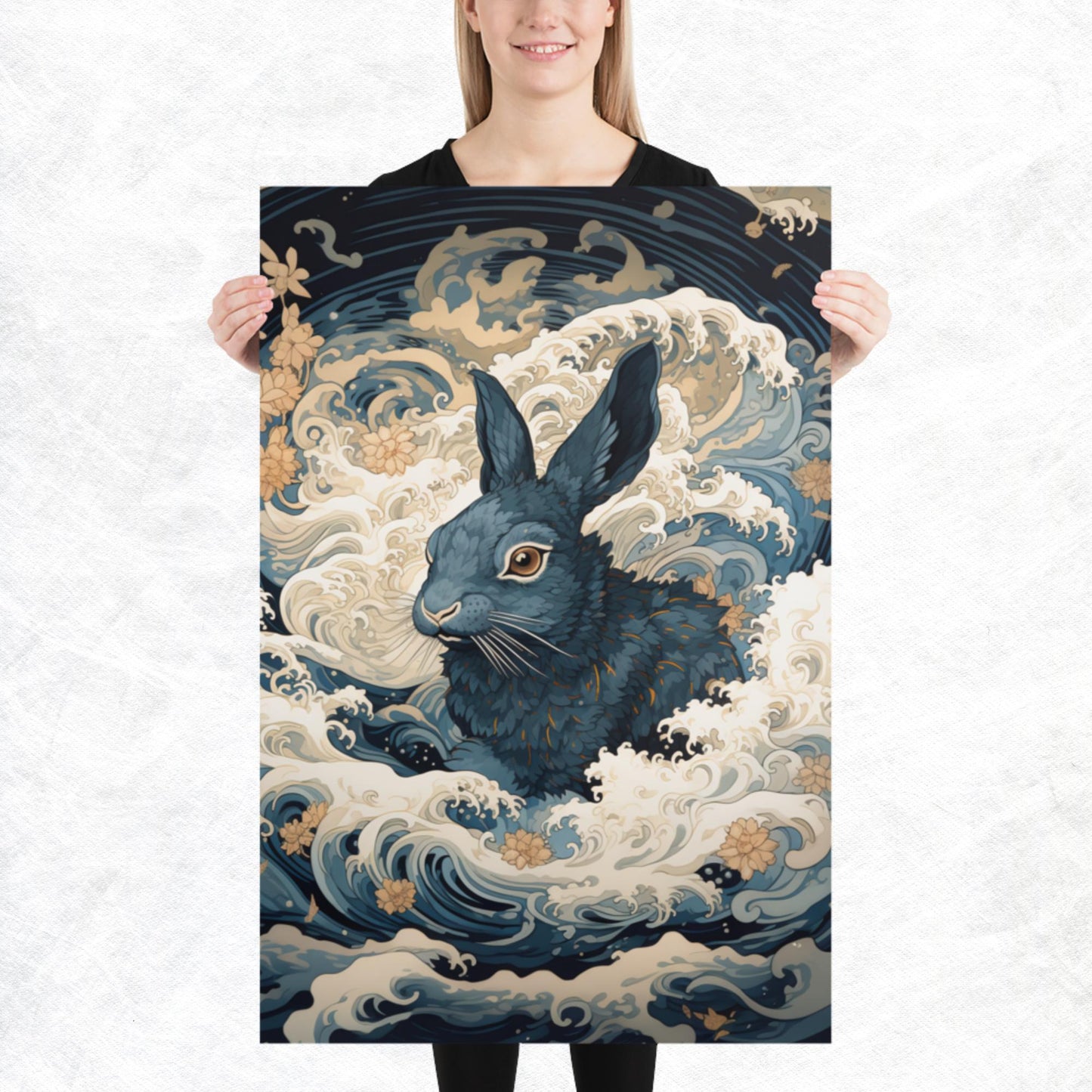 Ukiyo-e Rabbit Paper Poster