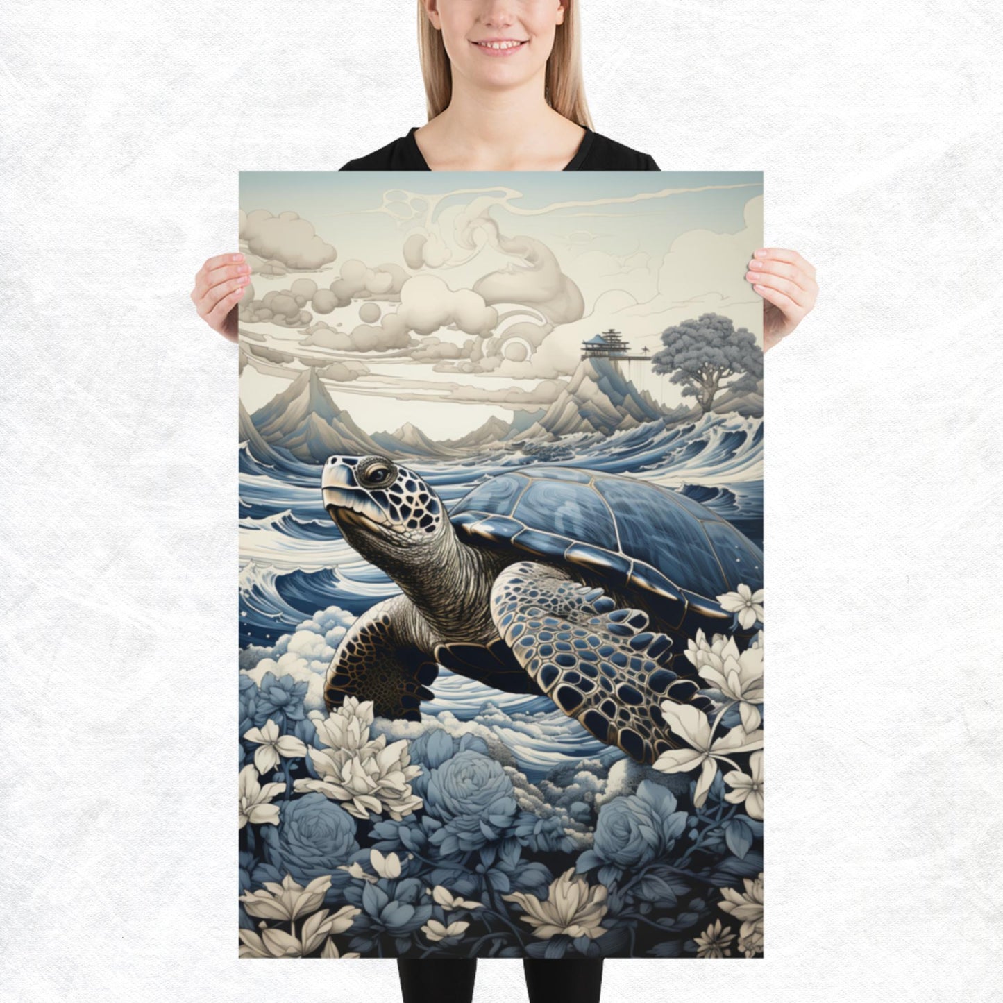Ukiyo-e Turtle Paper Poster