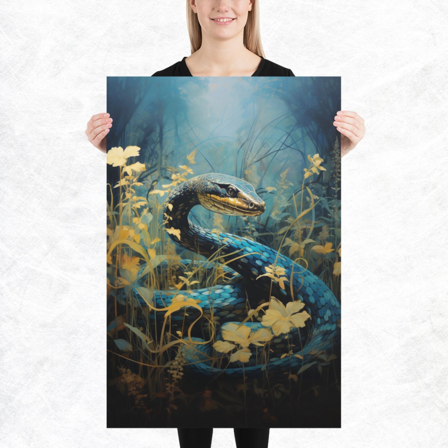 Dark Turquoise Snake Paper Poster