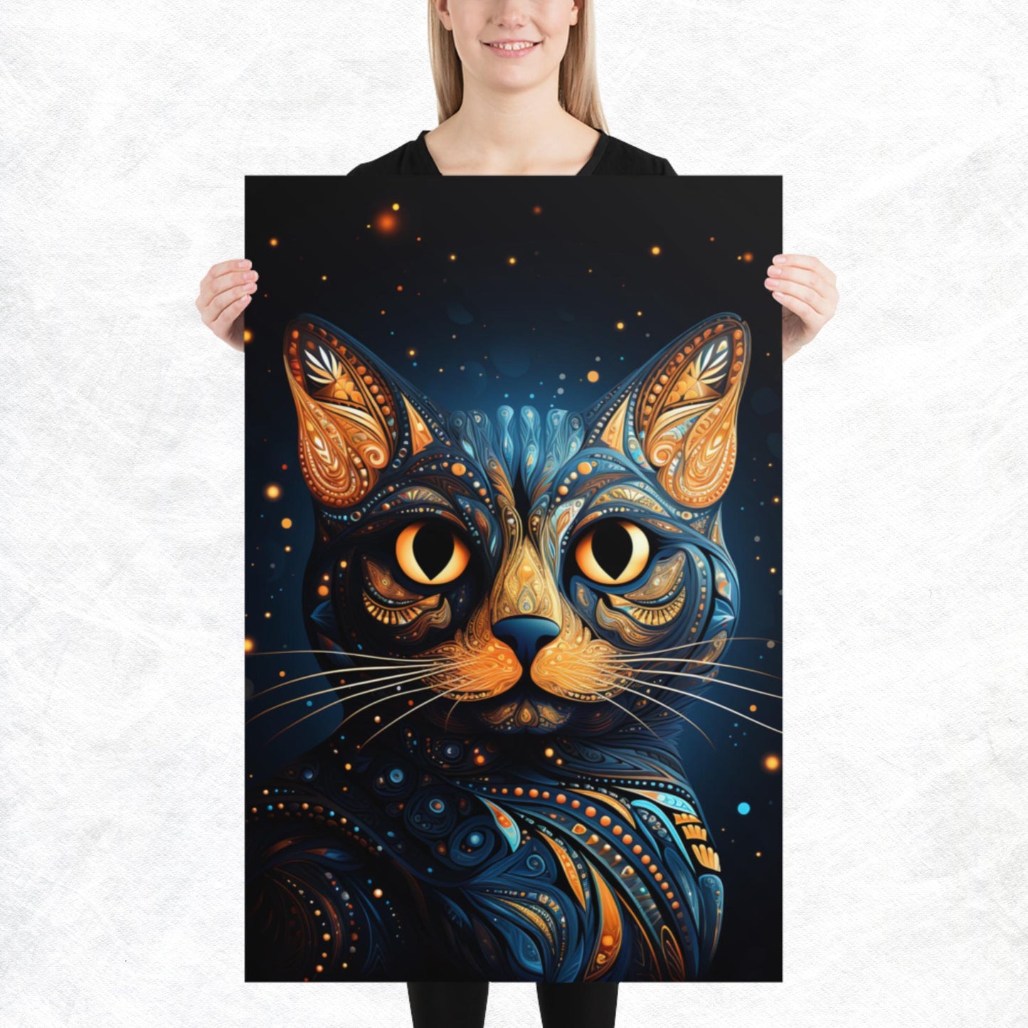Dot Art Cat Paper Poster