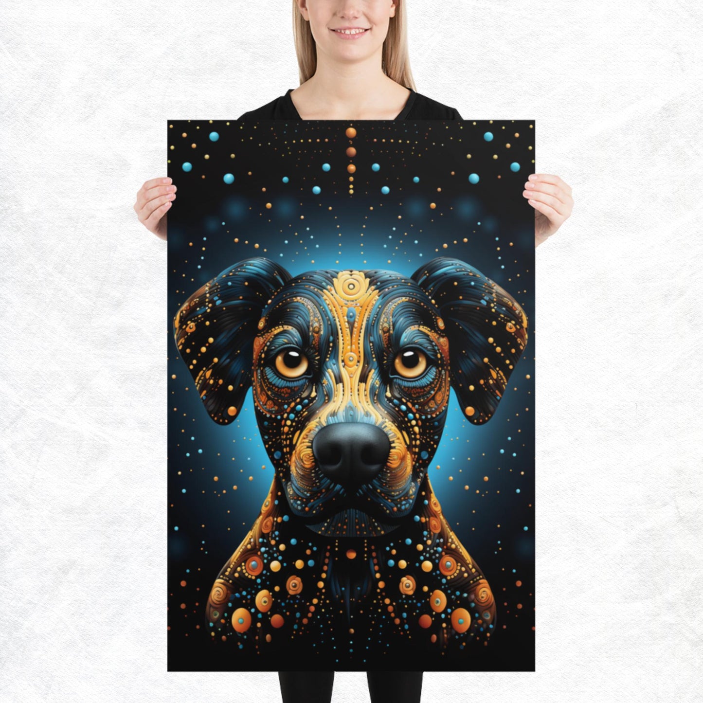 Dot Art Dog Paper Poster