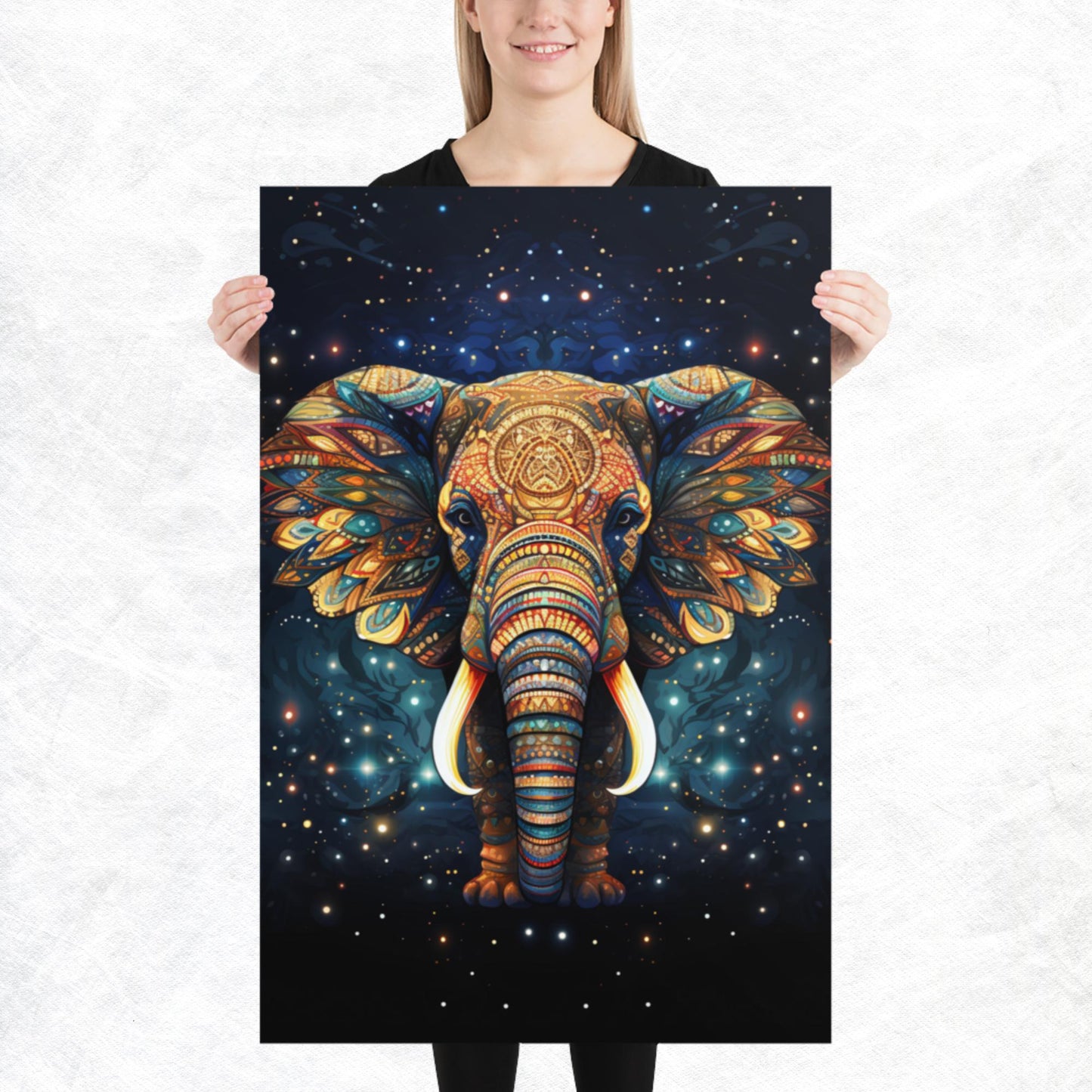Dot Art Elephant Paper Poster