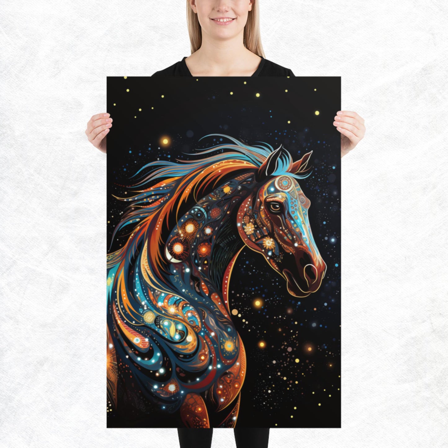 Dot Art Horse Paper Poster