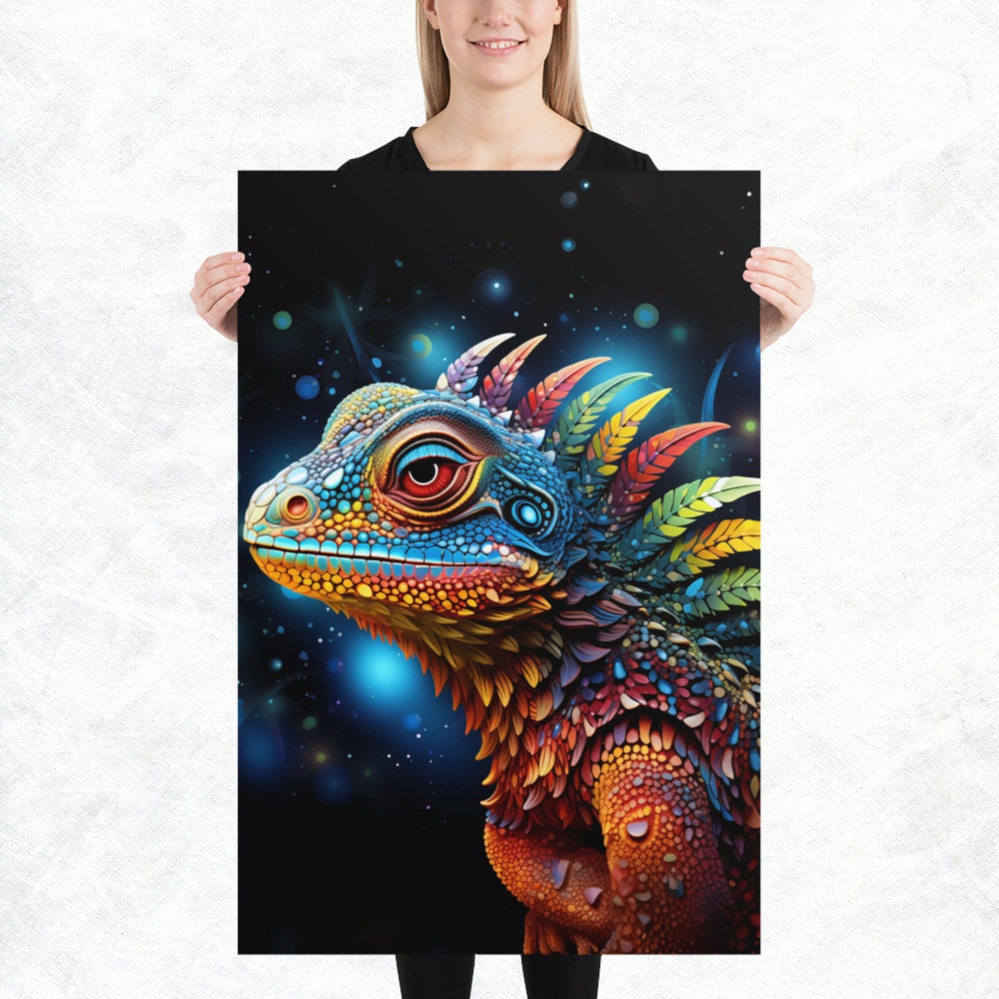 Dot Art Iguana Paper Poster