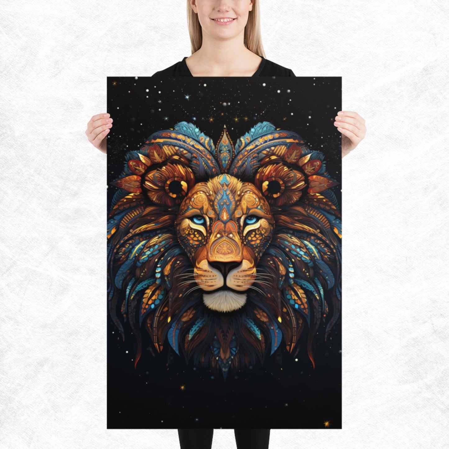 Dot Art Lion Paper Poster