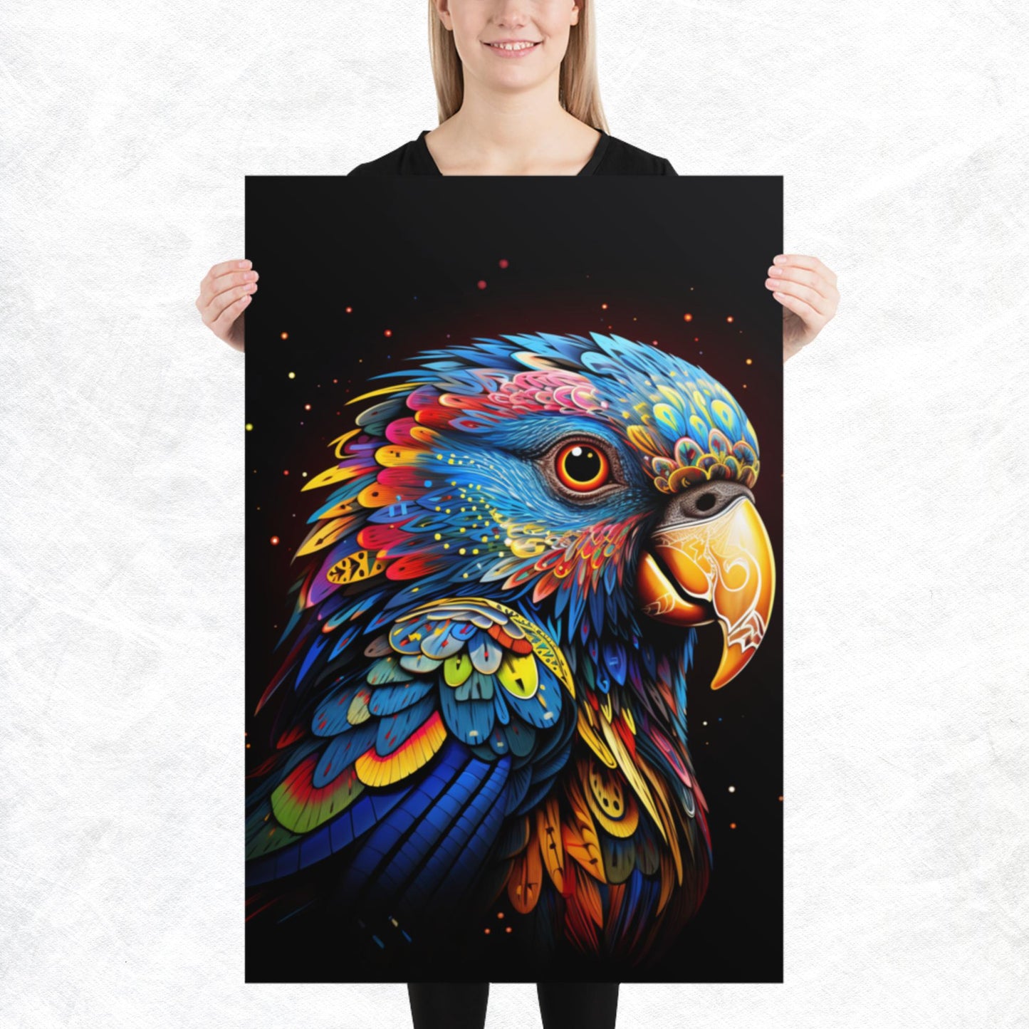 Dot Art Parrot Paper Poster
