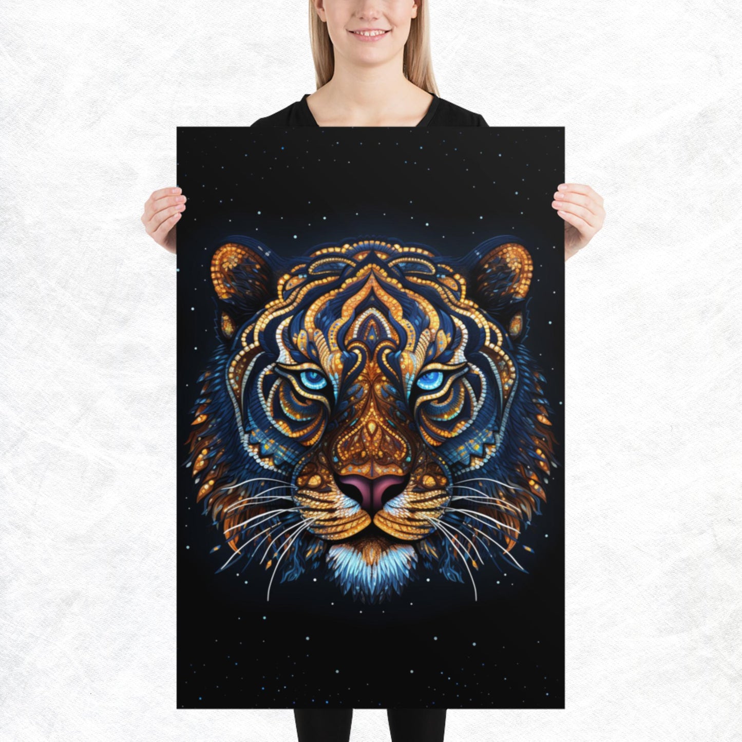 Dot Art Tiger Paper Poster