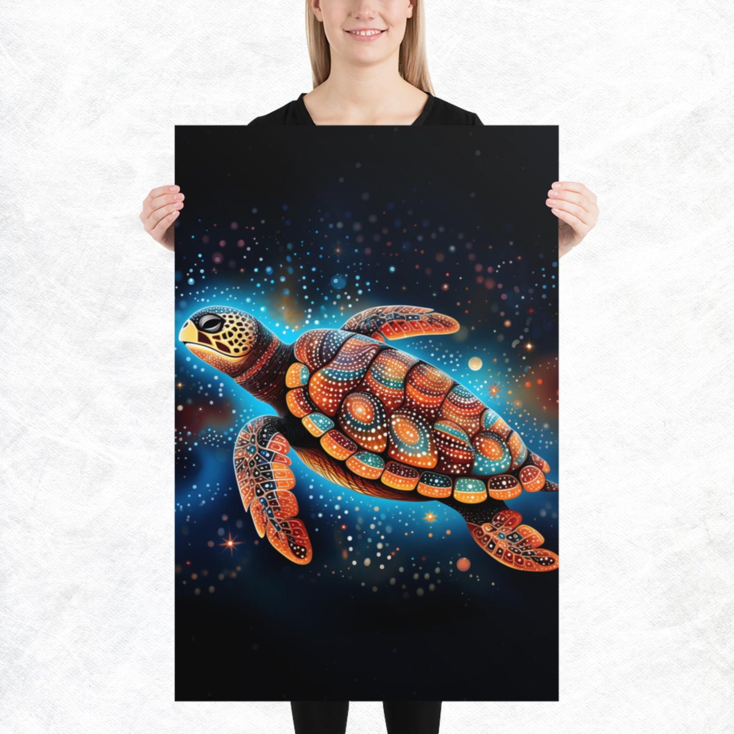 Dot Art Turtle Paper Poster
