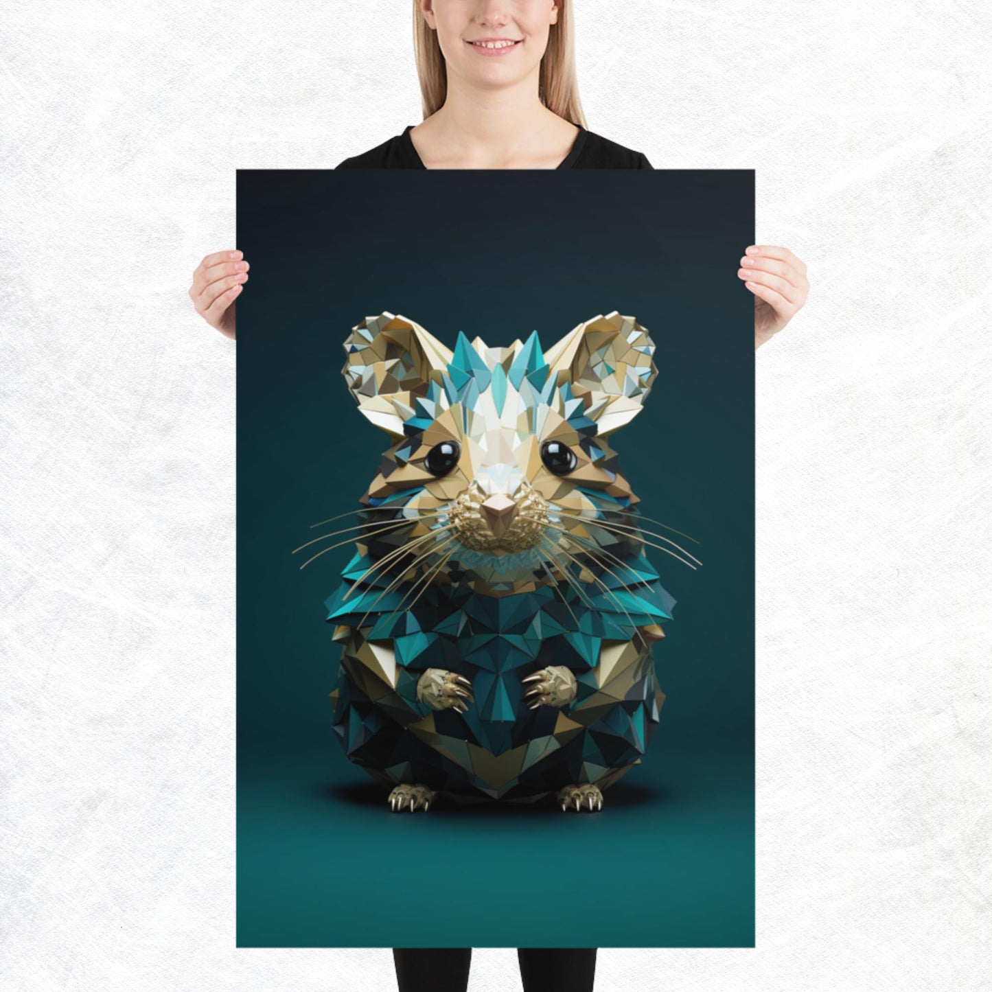 Blue Gold Hamster Paper Poster