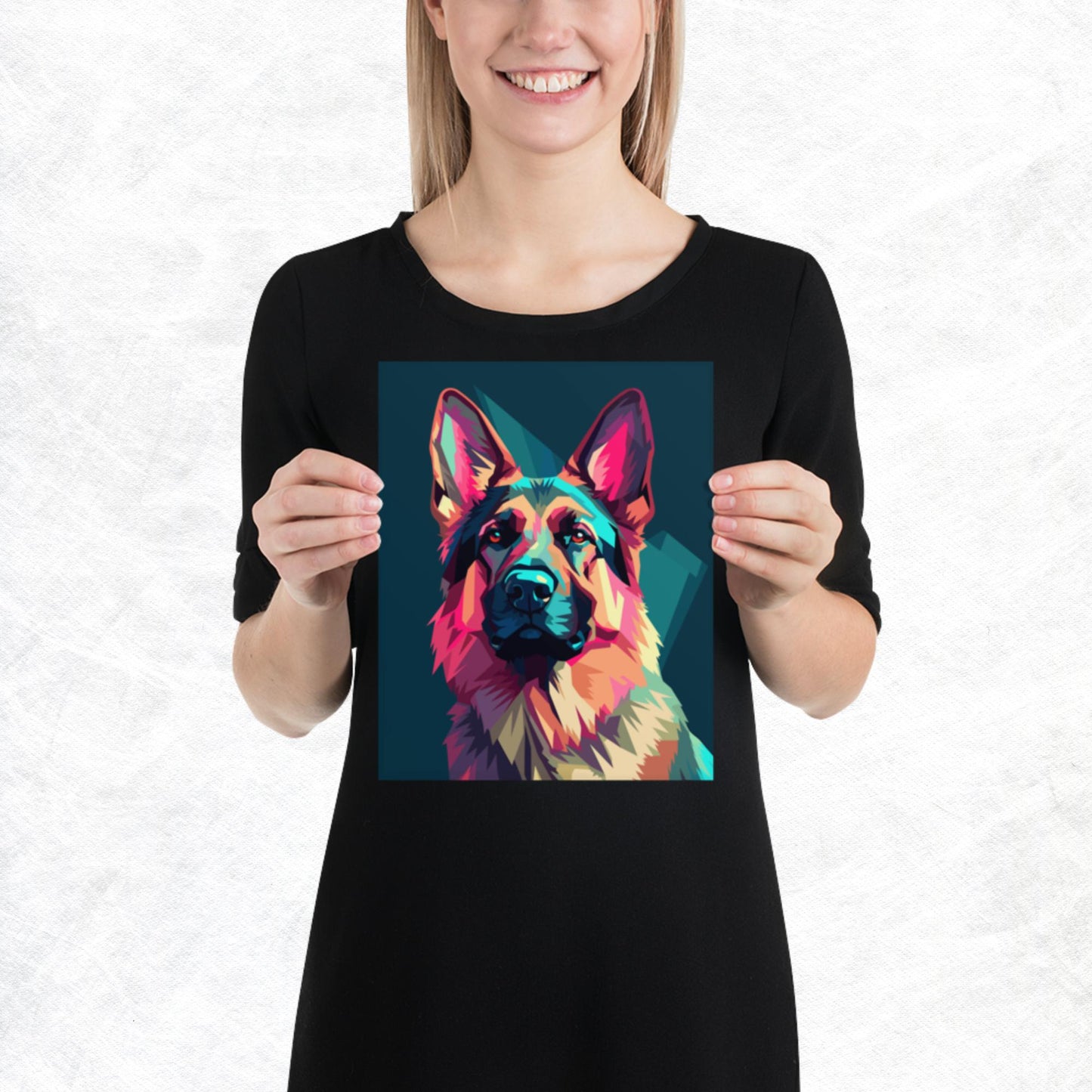 Green and Pink Dog Paper Poster