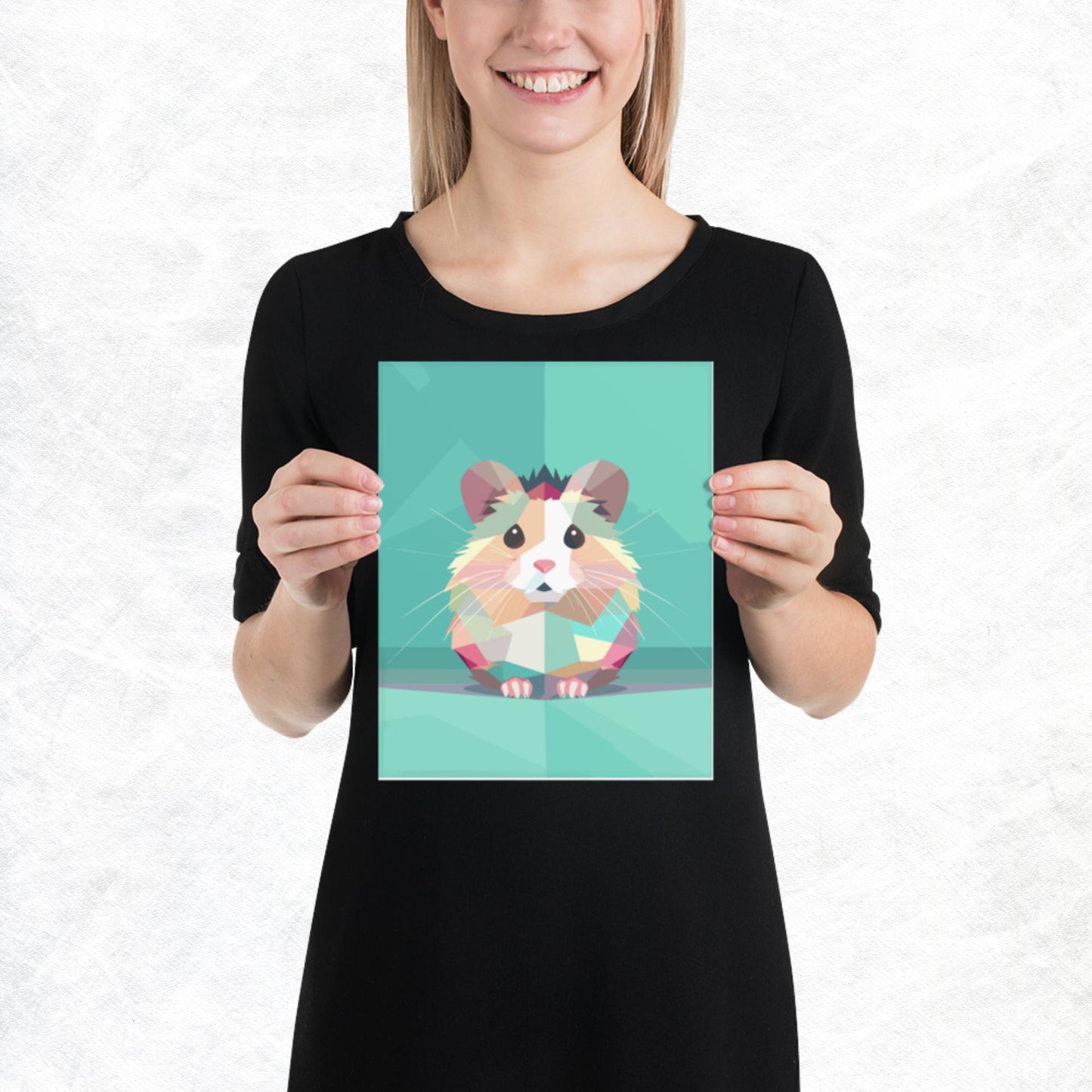 Green and Pink Hamster Paper Poster