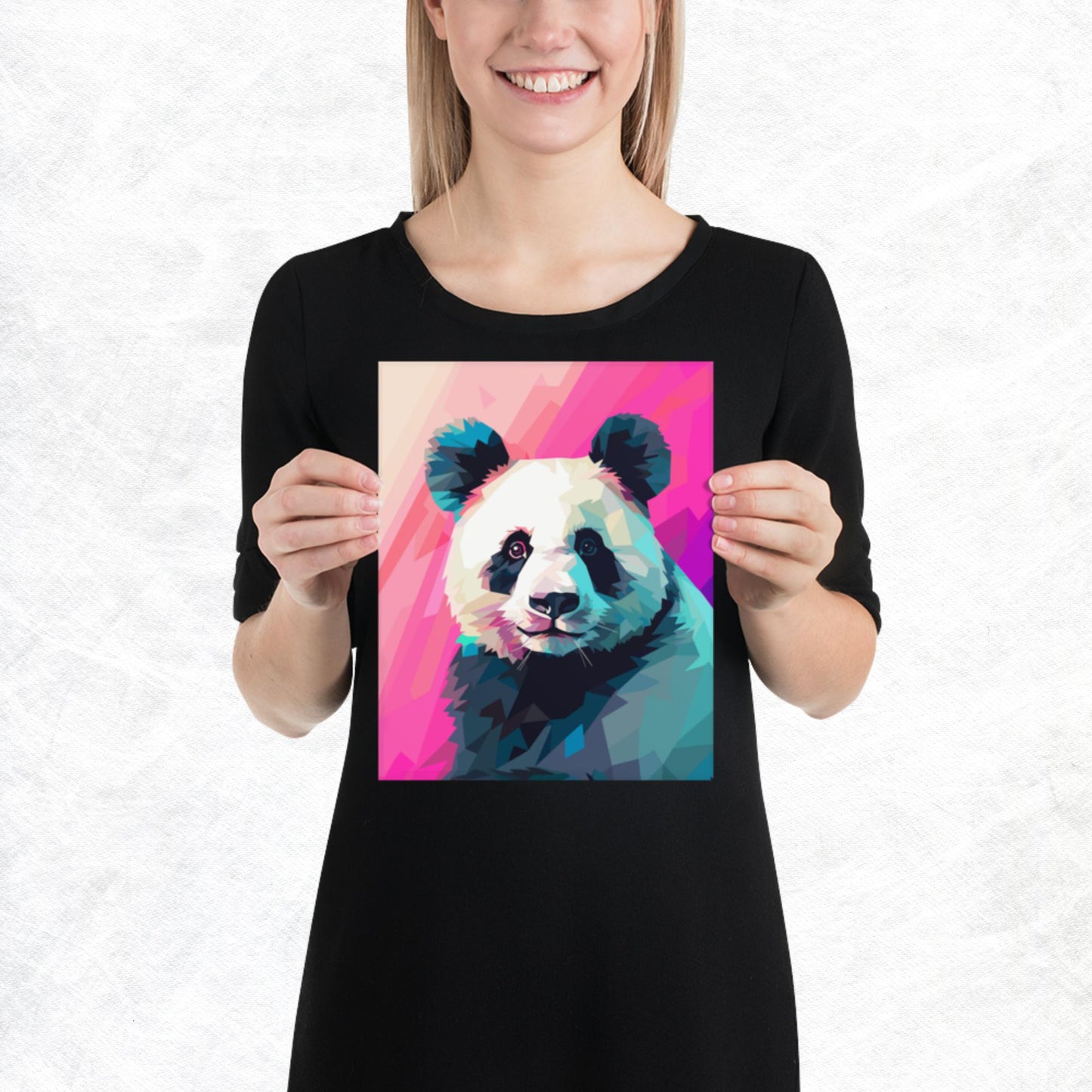 Green and Pink Panda Paper Poster