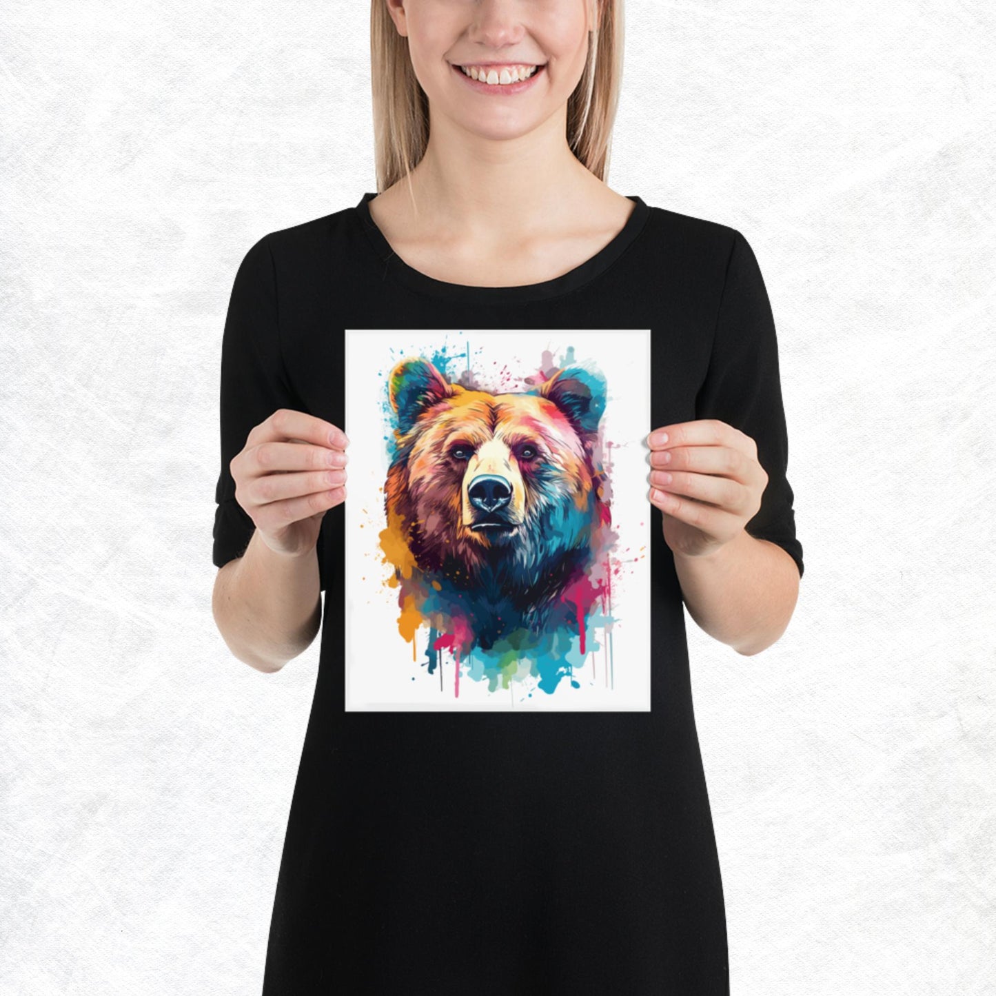 Rainbow Paint Bear Paper Poster