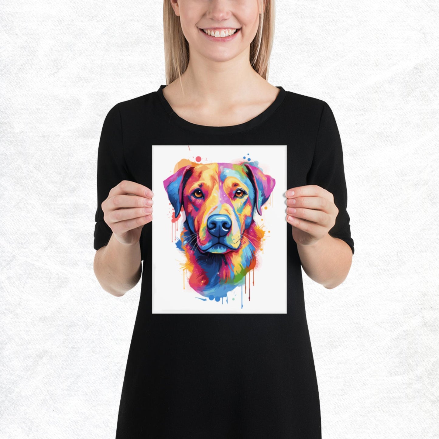 Rainbow Paint Dog Paper Poster