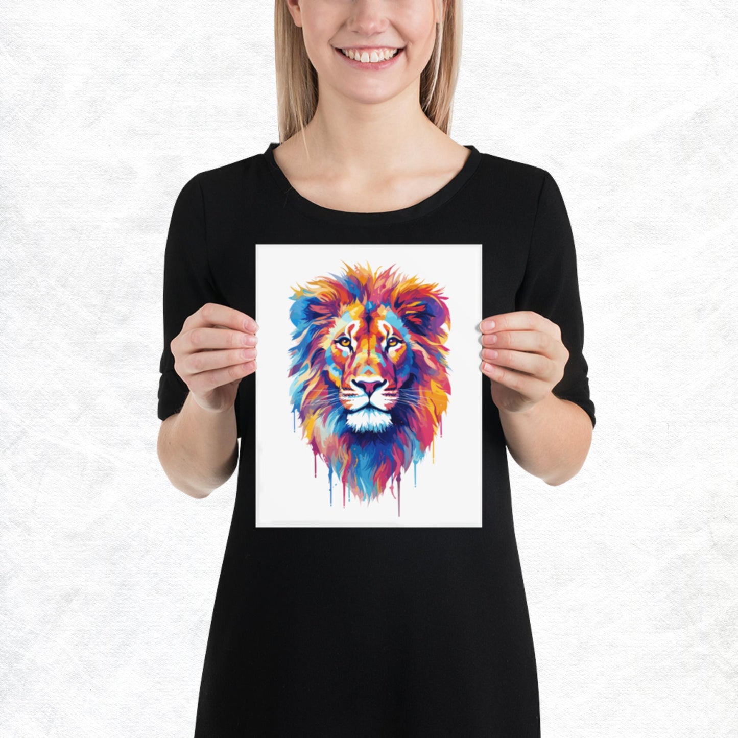 Rainbow Paint Lion Paper Poster