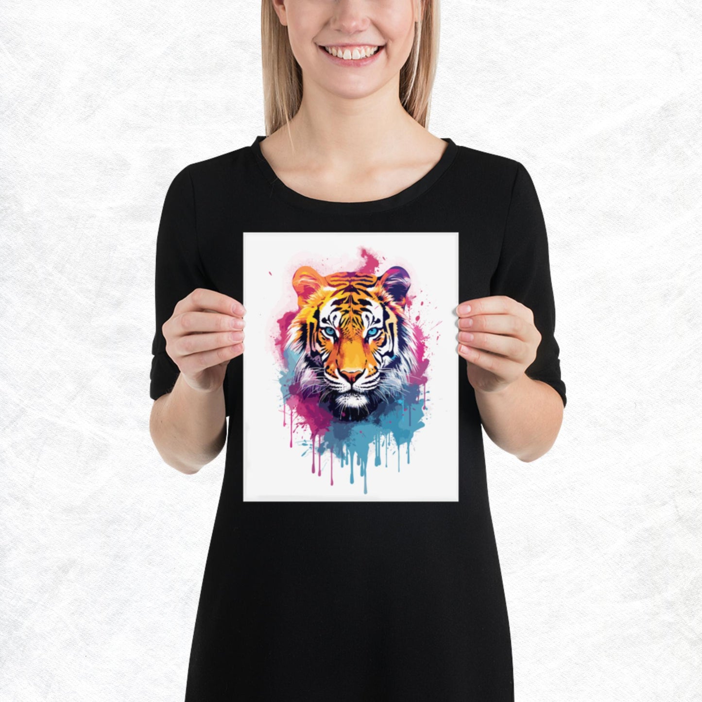 Rainbow Paint Tiger Paper Poster