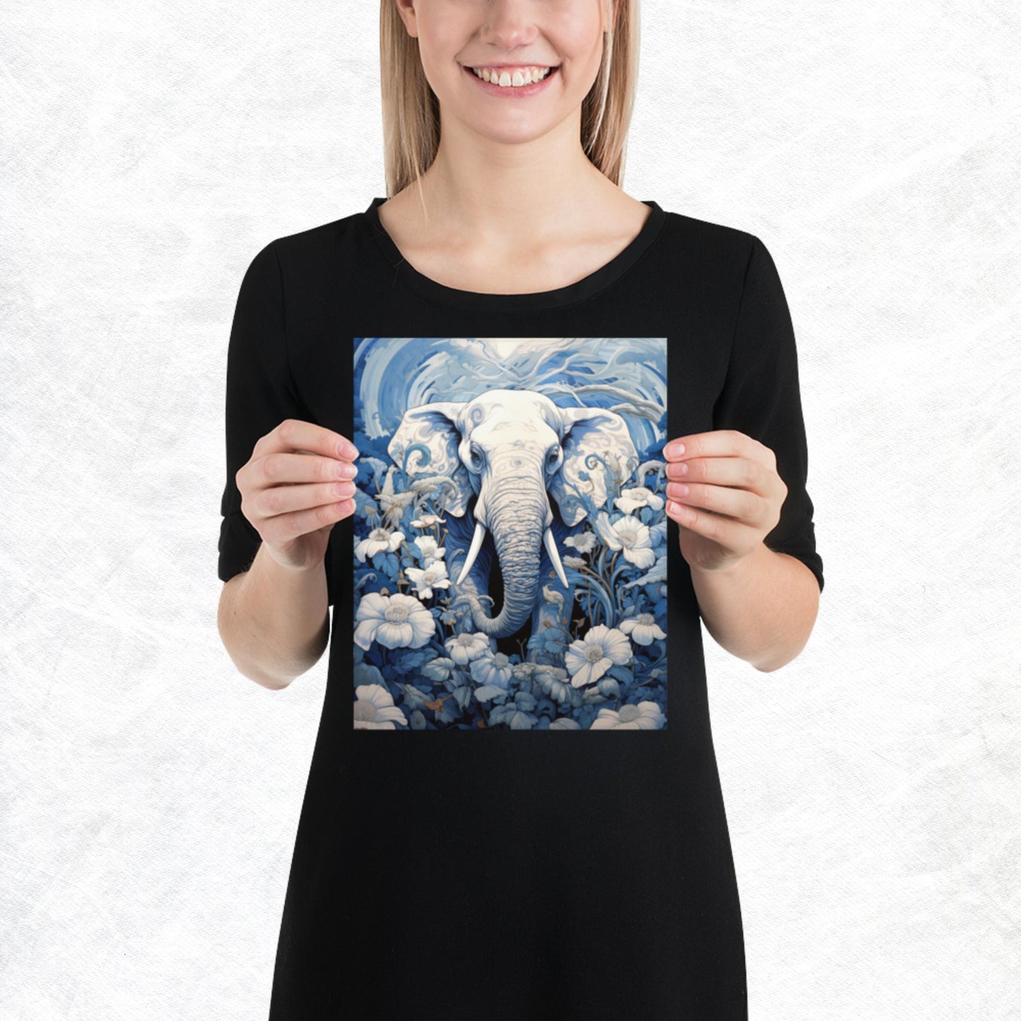 Ukiyo-e Elephant Paper Poster