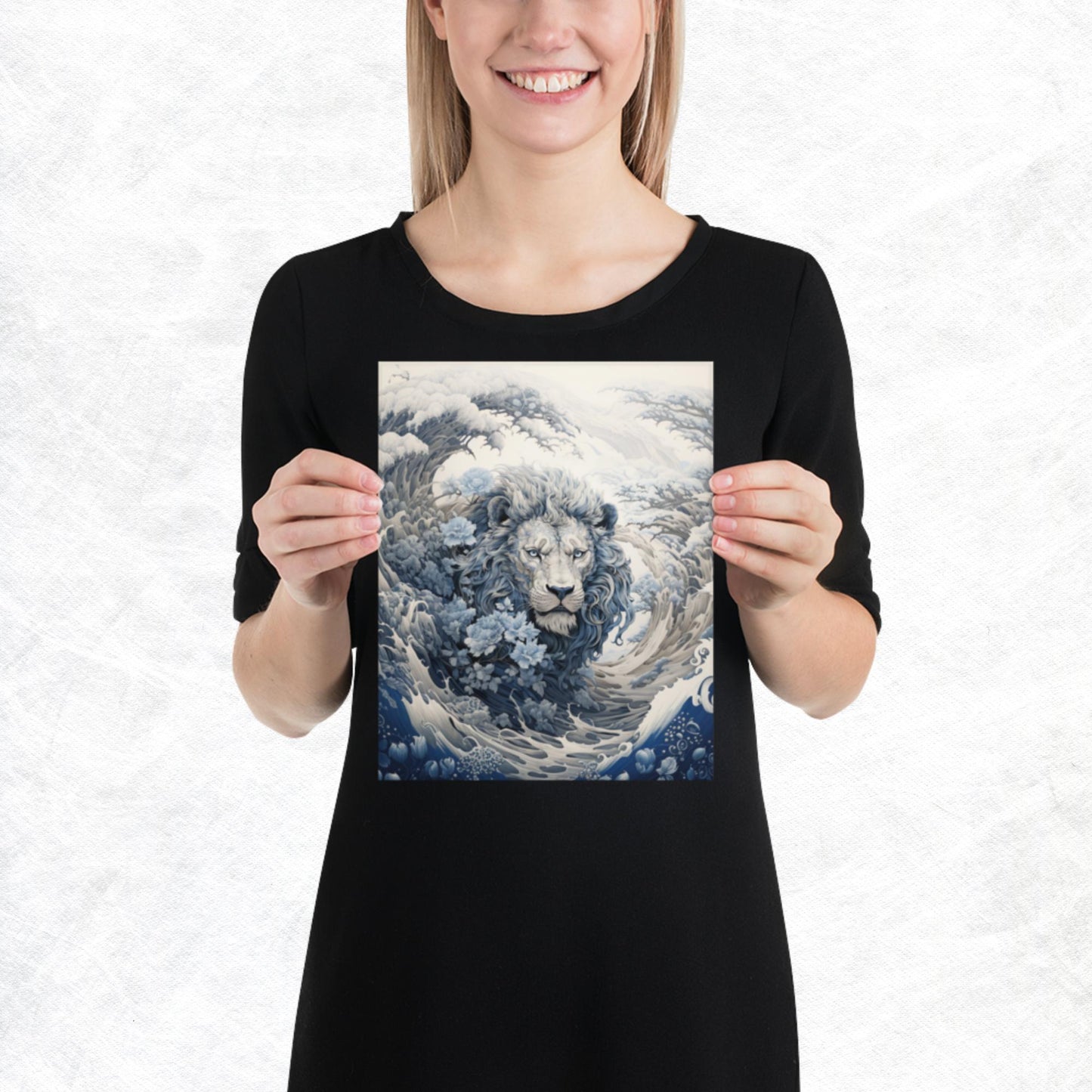 Ukiyo-e Lion Paper Poster