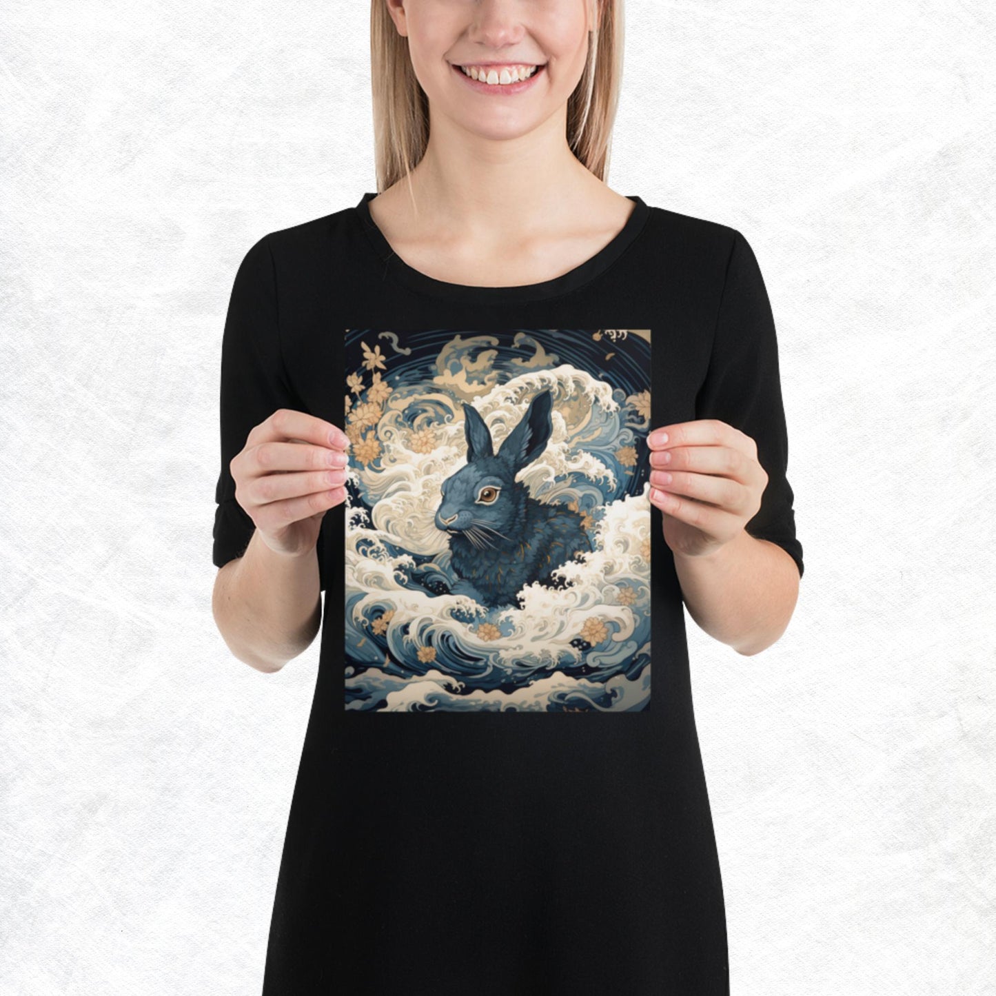 Ukiyo-e Rabbit Paper Poster