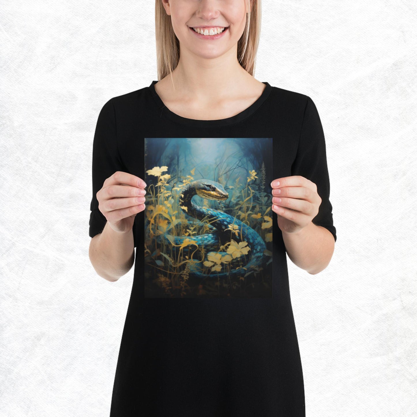 Dark Turquoise Snake Paper Poster