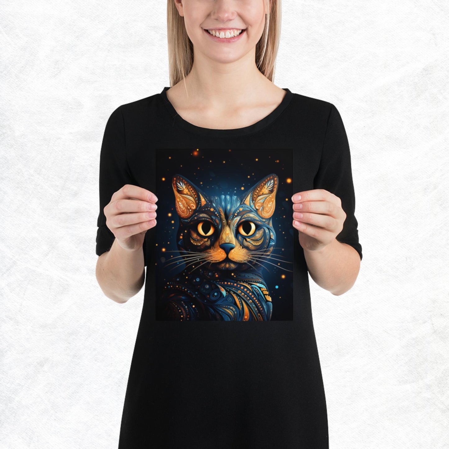 Dot Art Cat Paper Poster