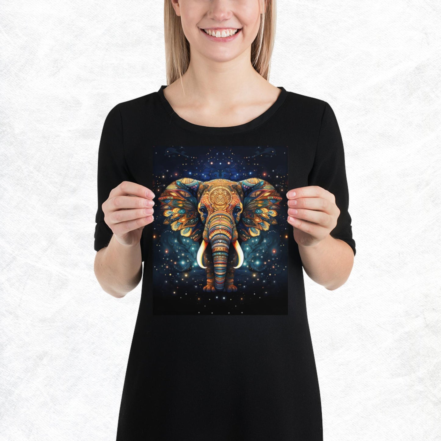 Dot Art Elephant Paper Poster