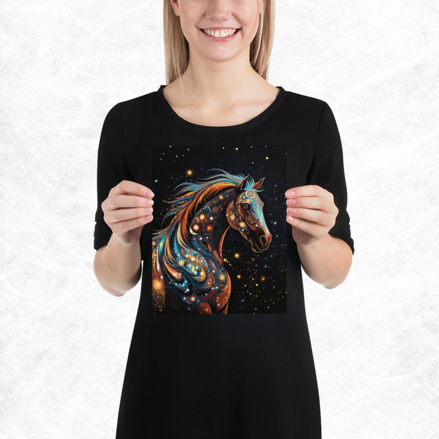Dot Art Horse Paper Poster