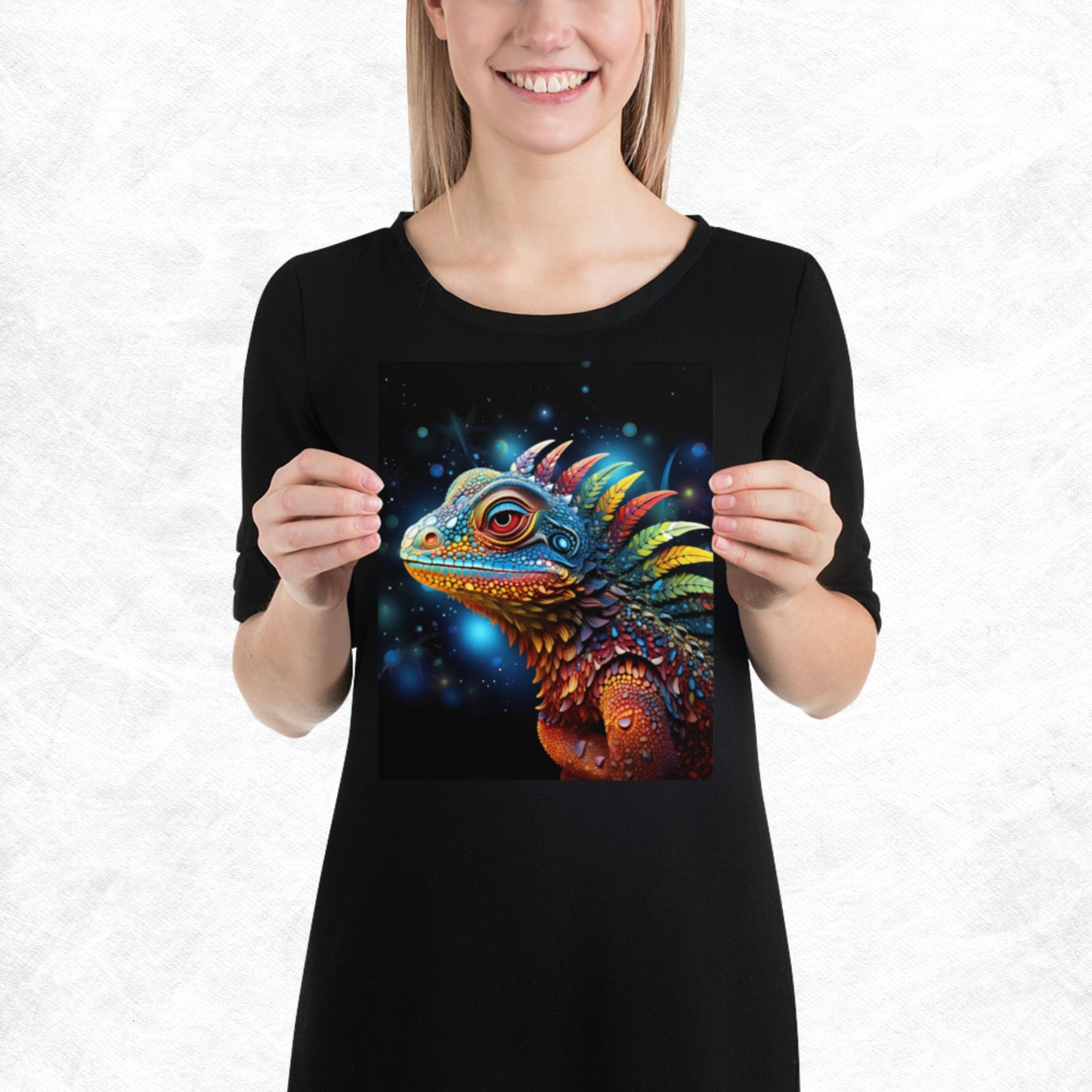Dot Art Iguana Paper Poster