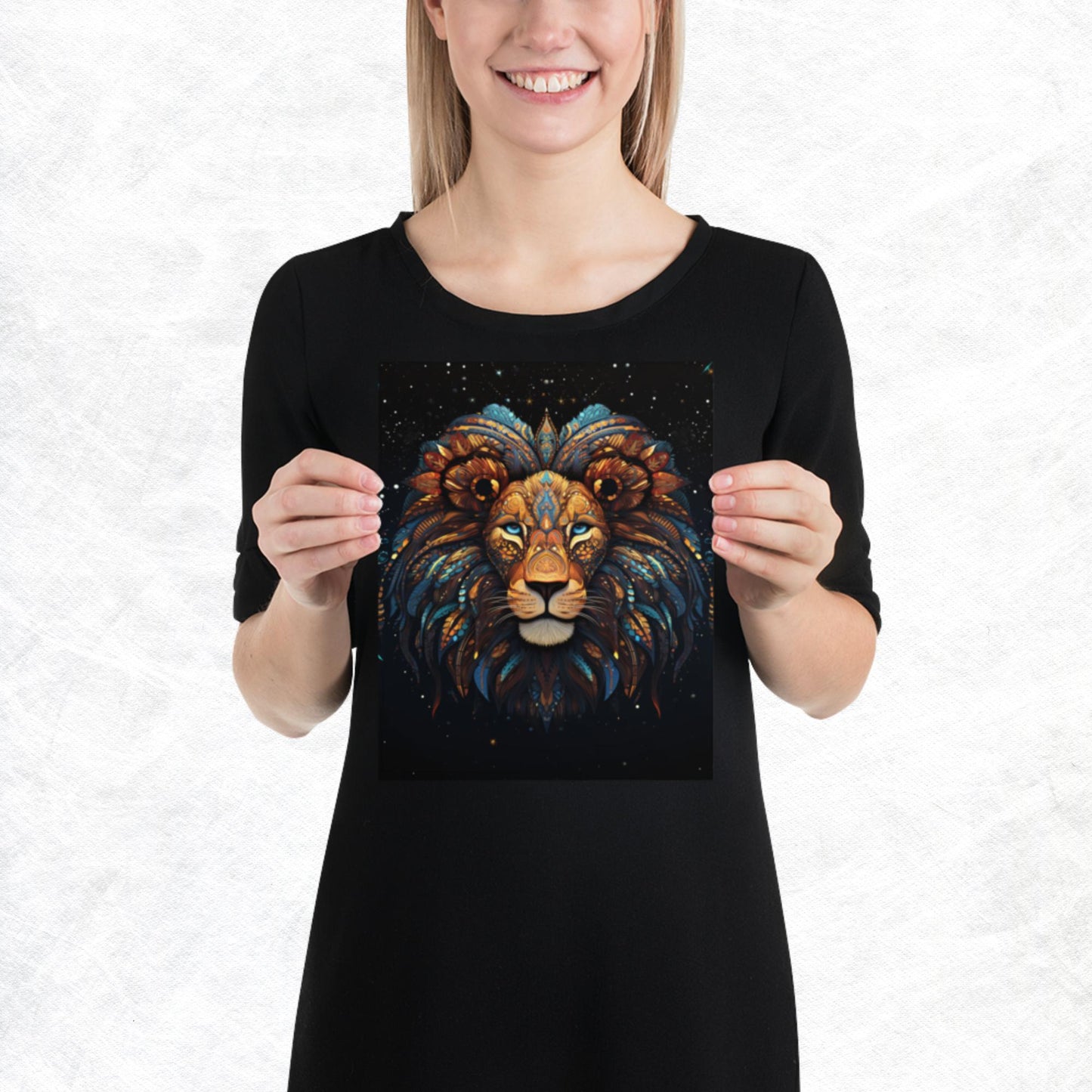 Dot Art Lion Paper Poster