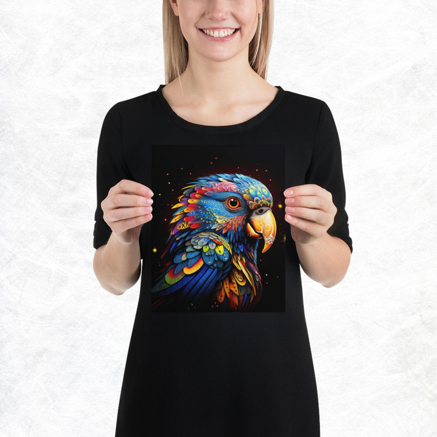 Dot Art Parrot Paper Poster