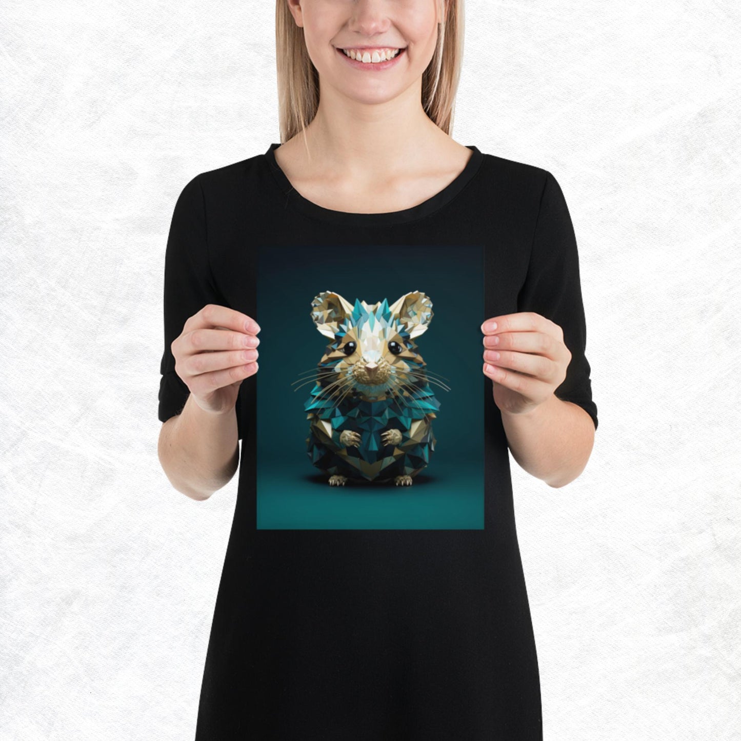 Blue Gold Hamster Paper Poster