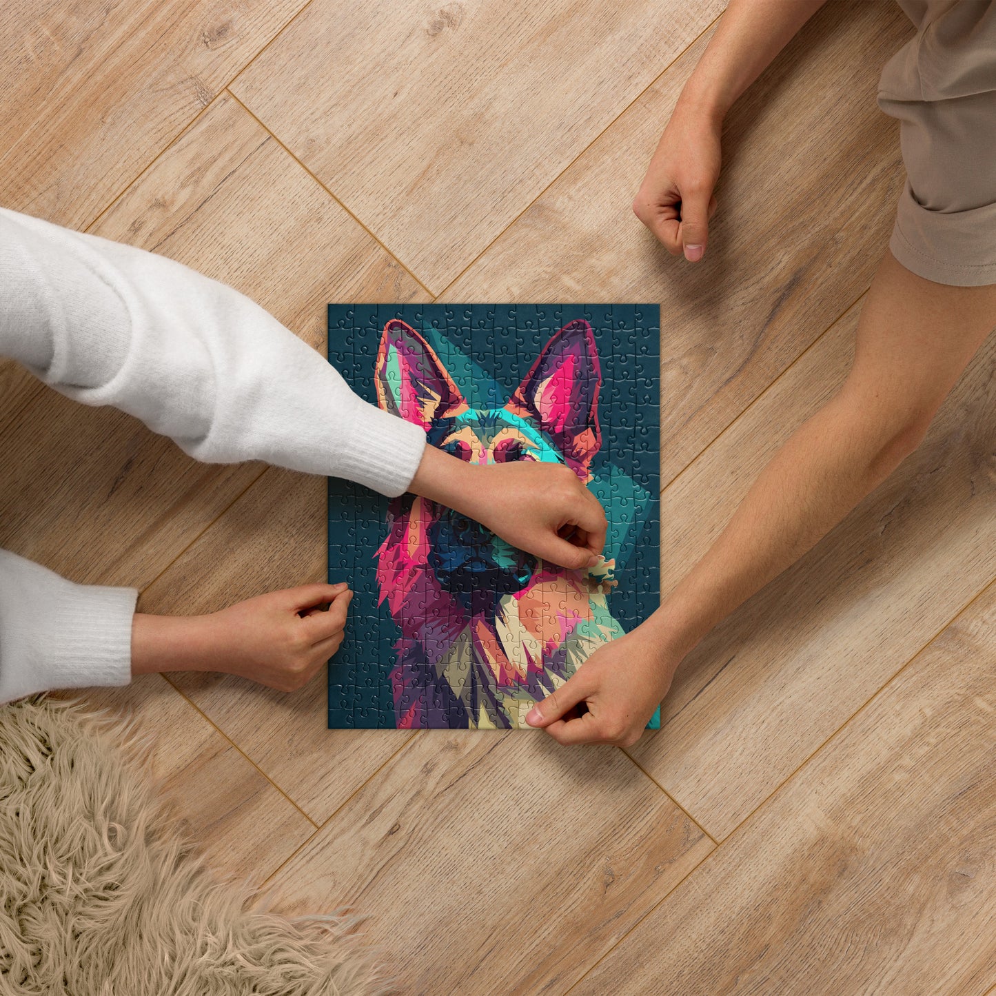 Green and Pink Dog Jigsaw Puzzle