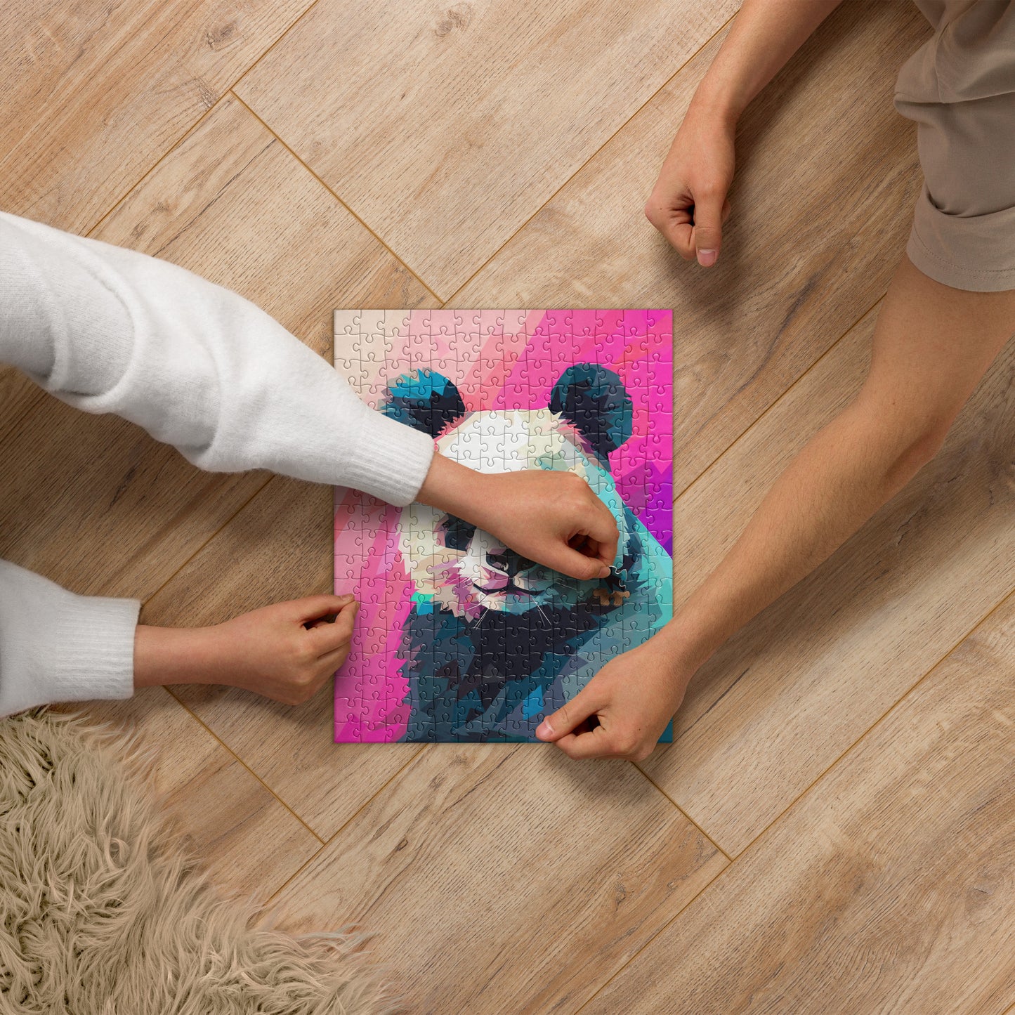 Green and Pink Panda Jigsaw Puzzle
