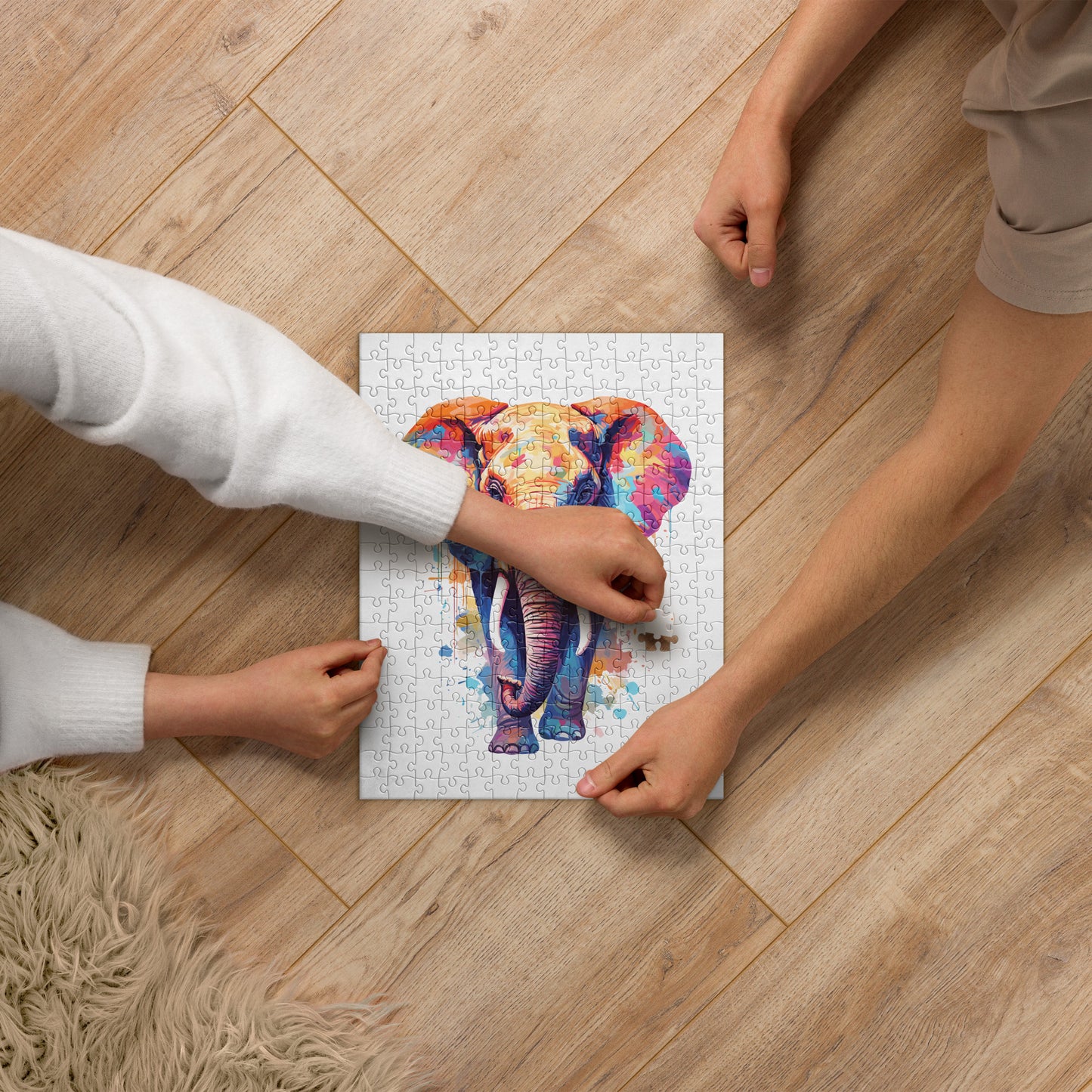 Rainbow Paint Elephant Jigsaw Puzzle