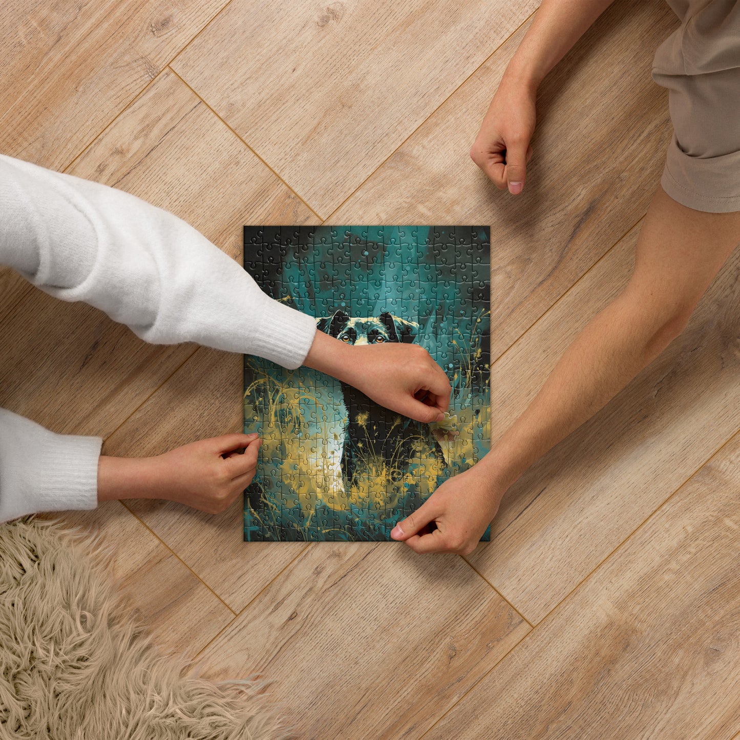 Dark Turquoise Dog Jigsaw Puzzle