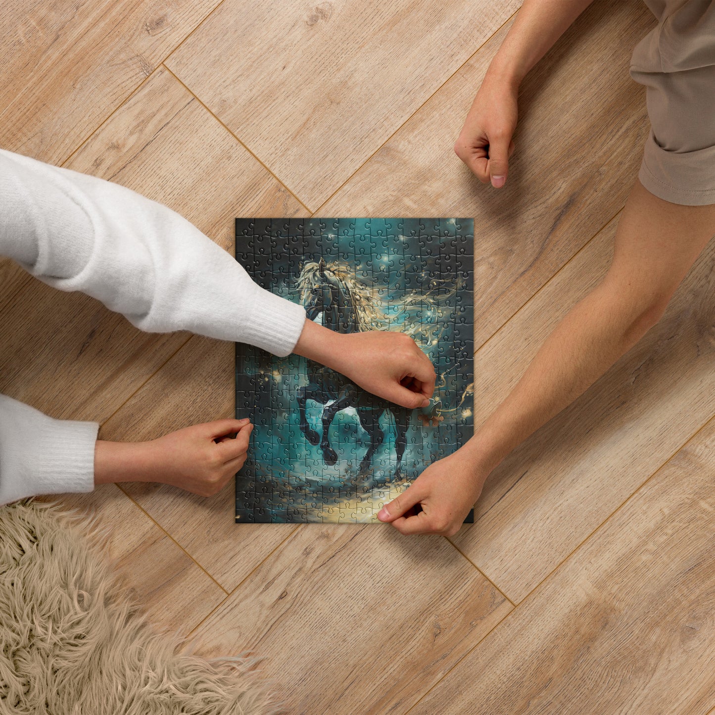 Dark Turquoise Horse Jigsaw Puzzle