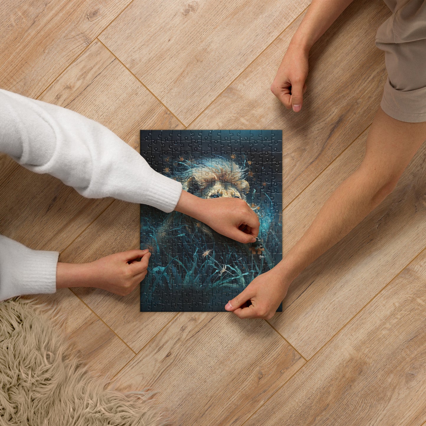 Dark Turquoise Lion Jigsaw Puzzle