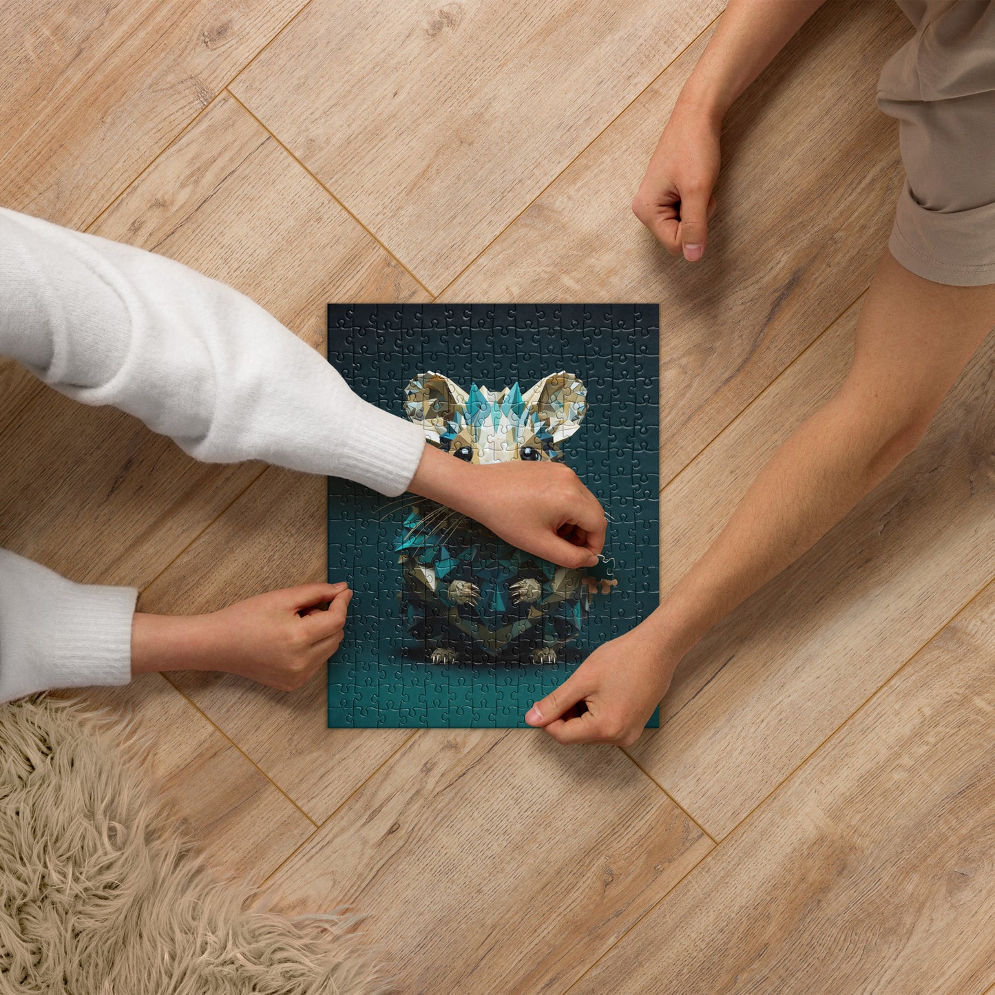 Blue Gold Hamster Jigsaw Puzzle