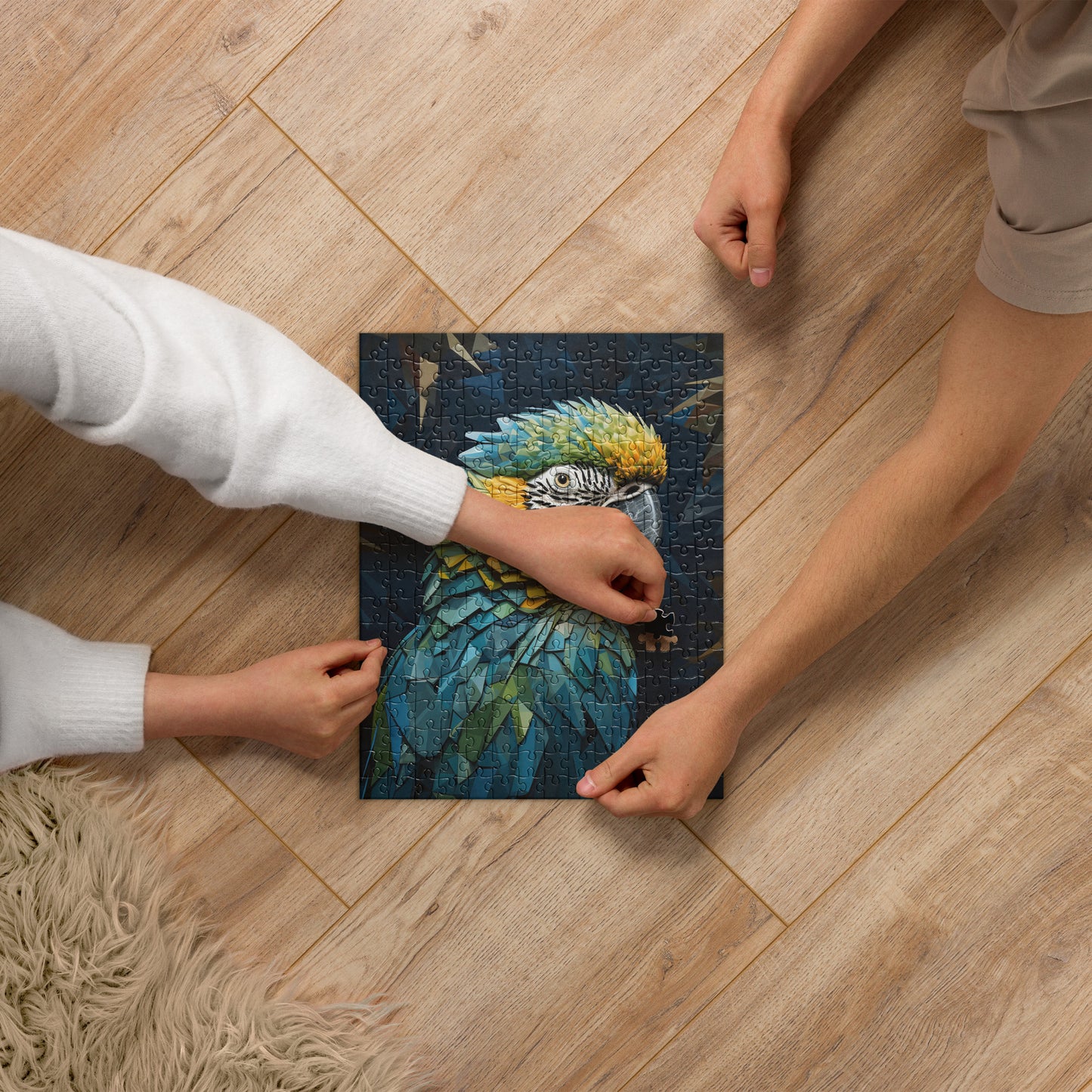 Blue Gold Parrot Jigsaw Puzzle
