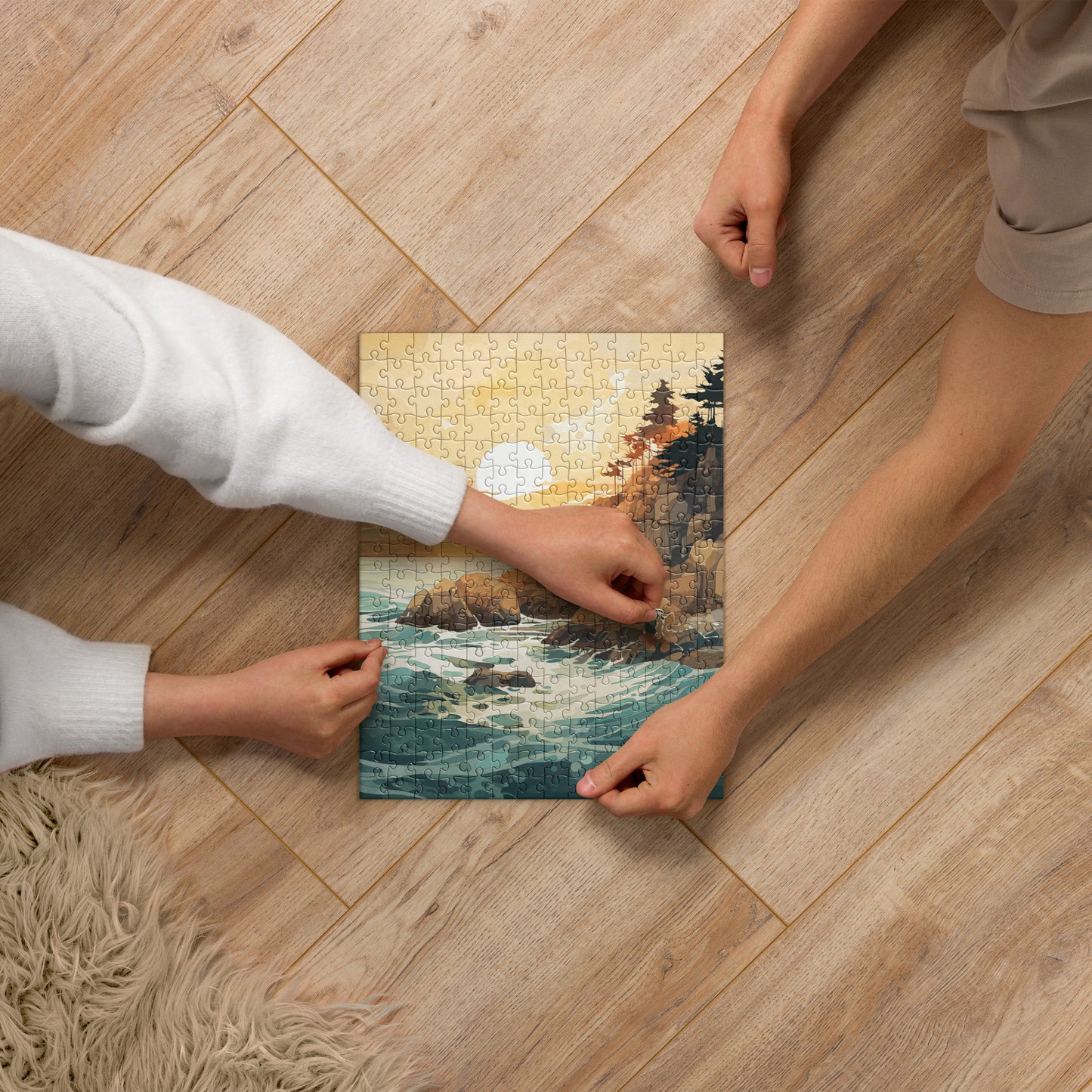 Ocean Rocks Sunset Jigsaw Puzzle
