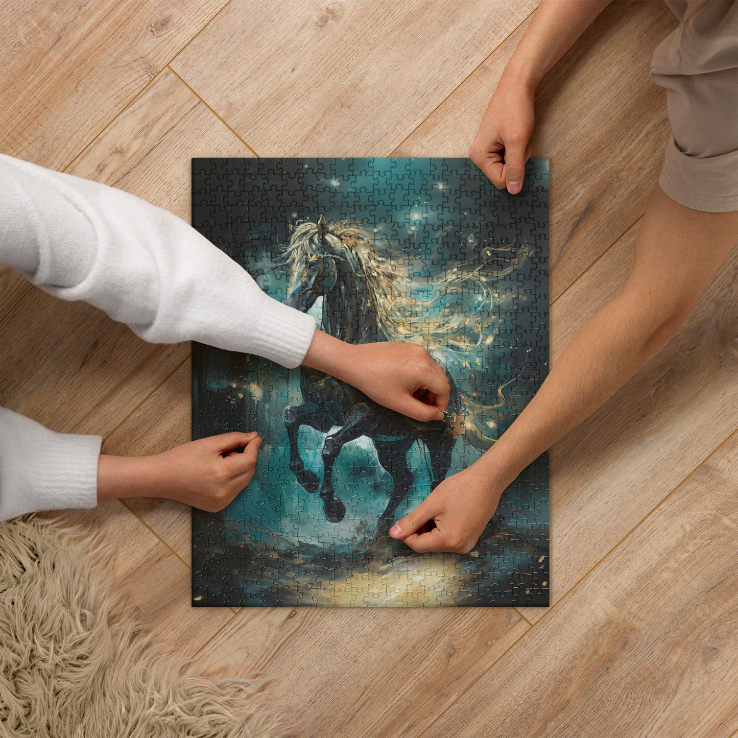 Dark Turquoise Horse Jigsaw Puzzle