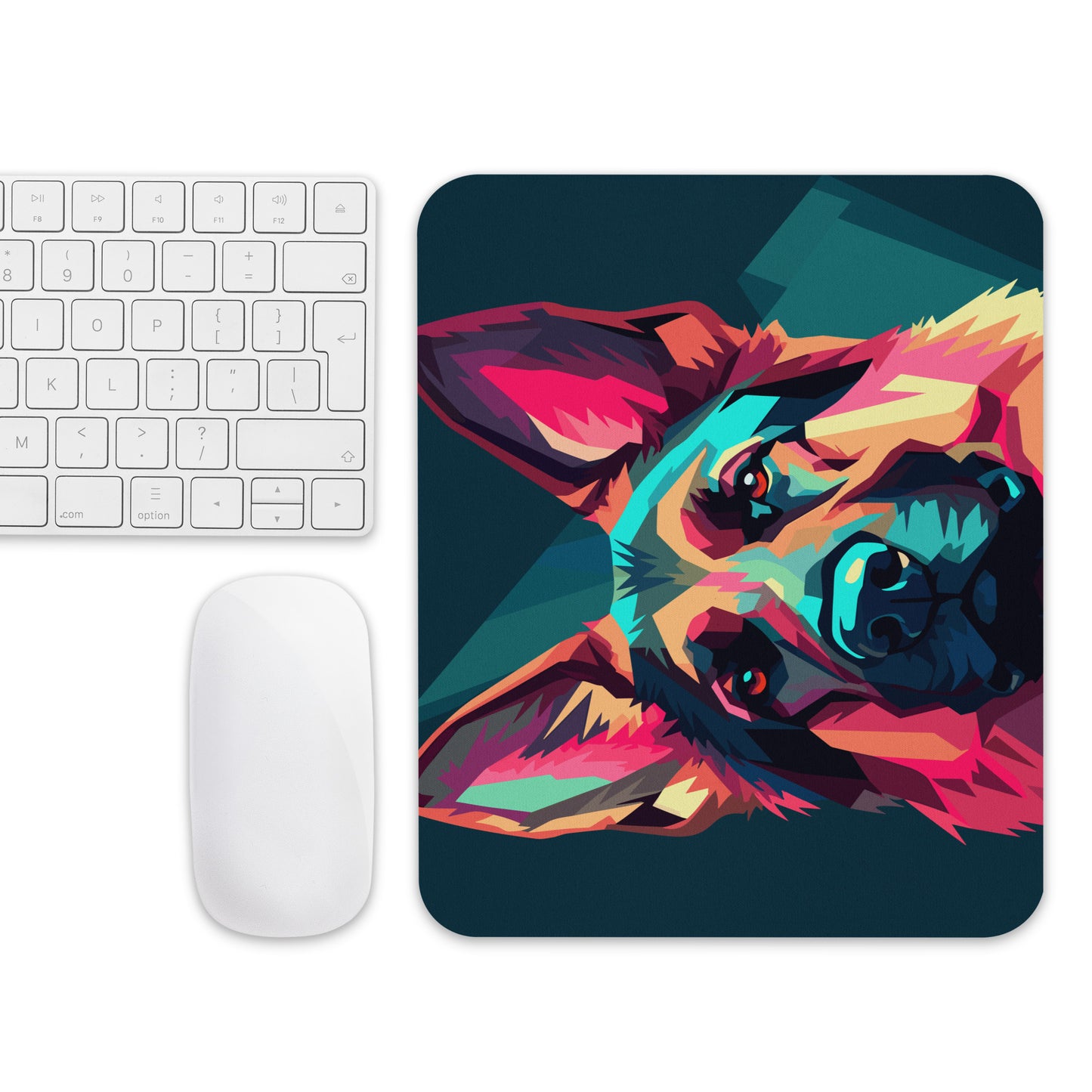 Green and Pink Dog Mouse Pad