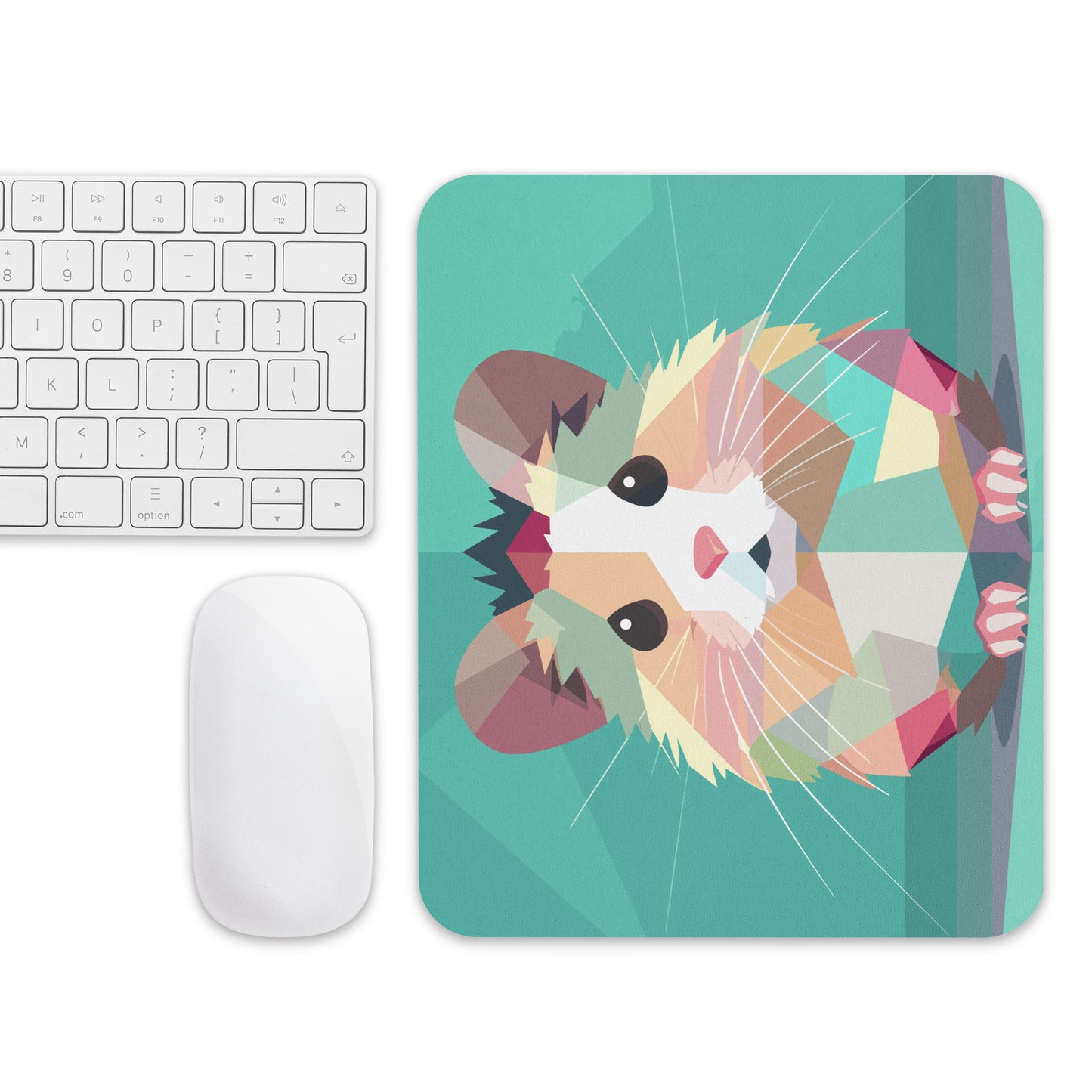 Green and Pink Hamster Mouse Pad