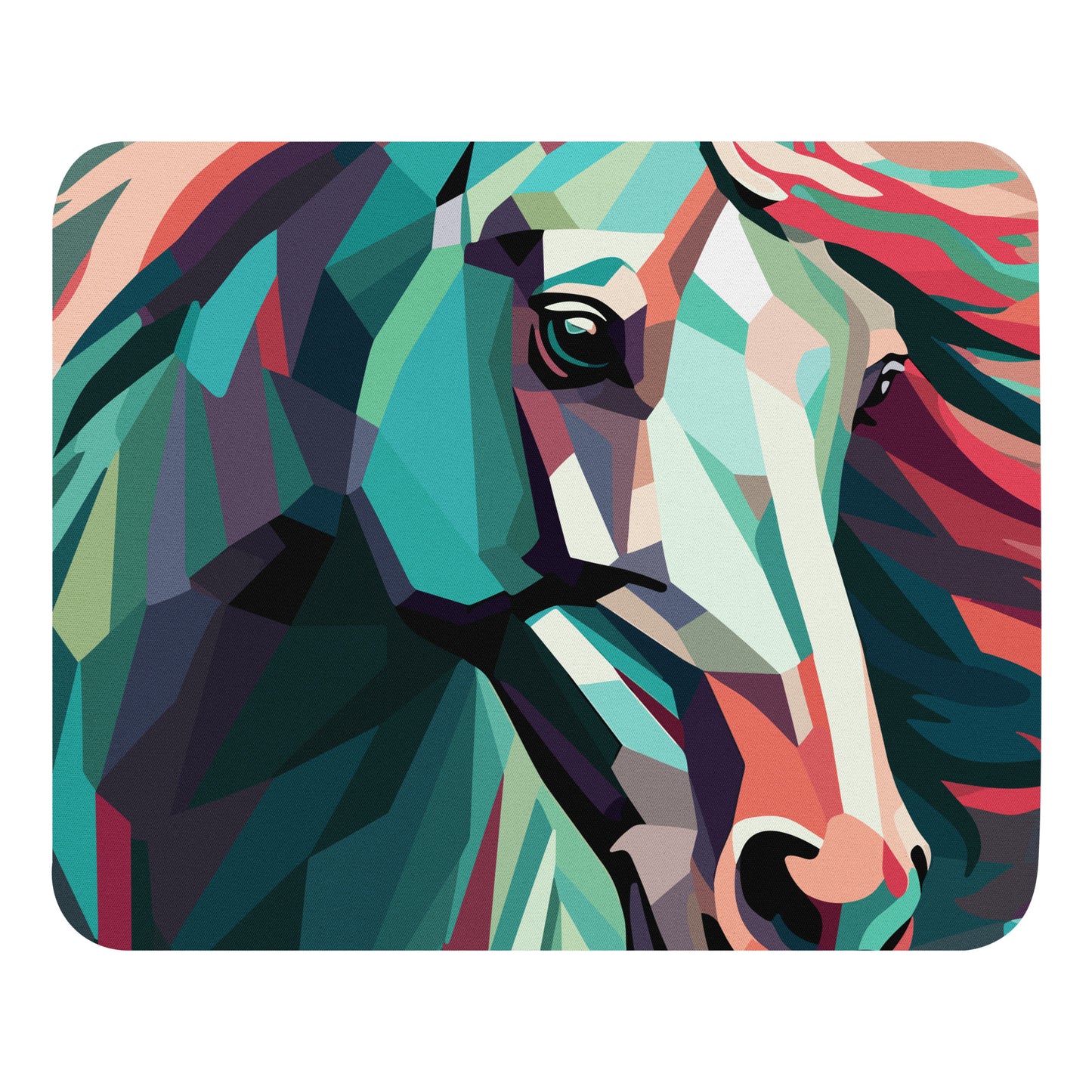 Green and Pink Horse Mouse Pad