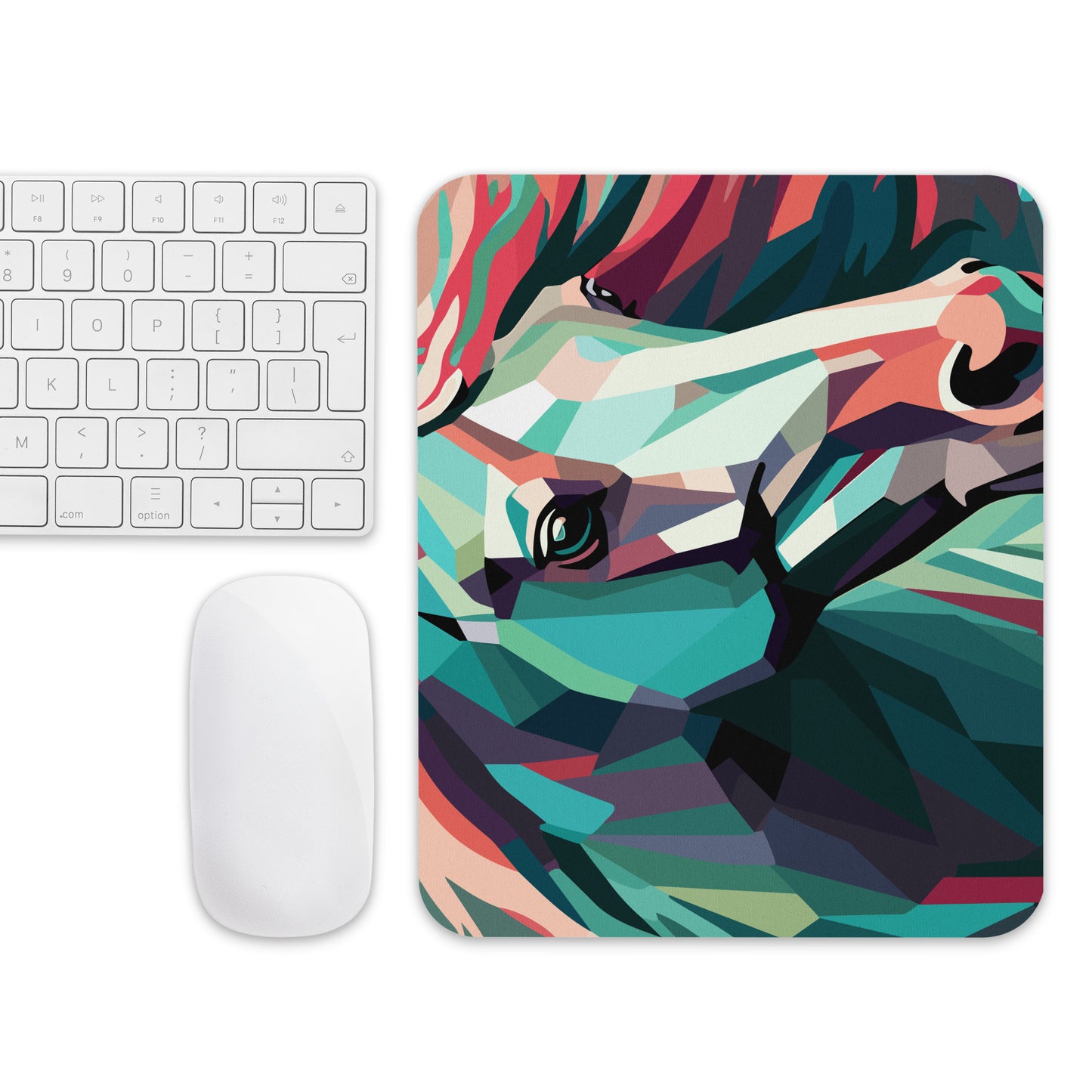 Green and Pink Horse Mouse Pad