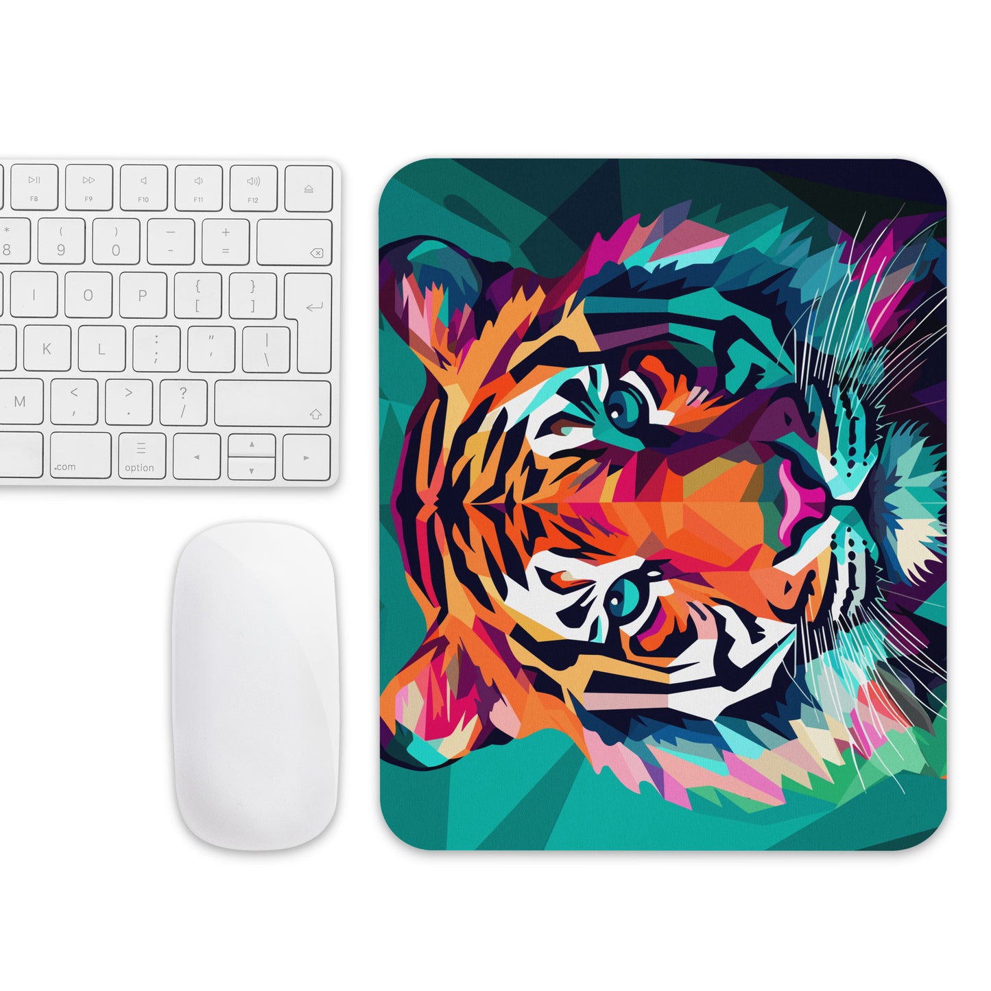 Green and Pink Tiger Mouse Pad