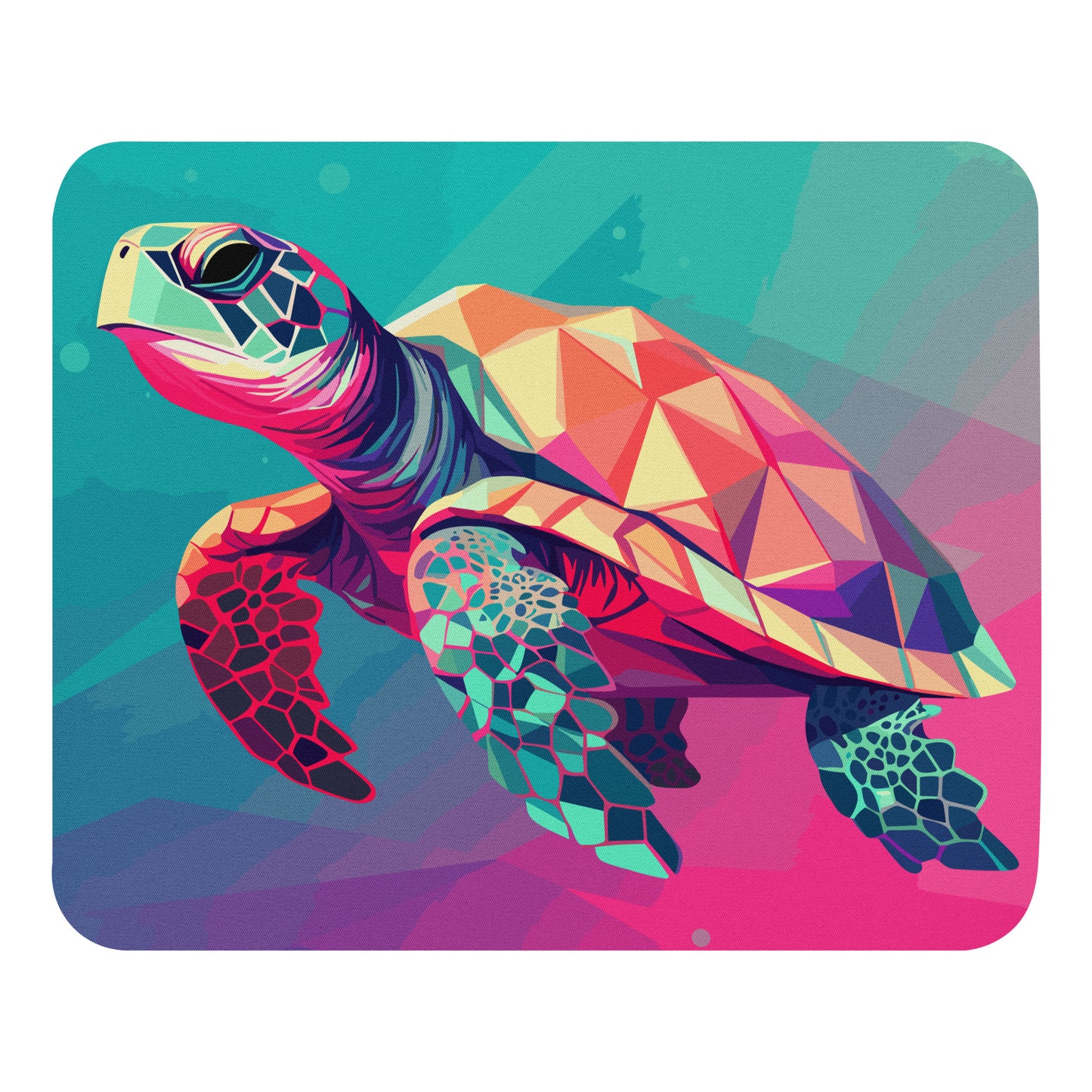 Green and Pink Turtle Mouse Pad