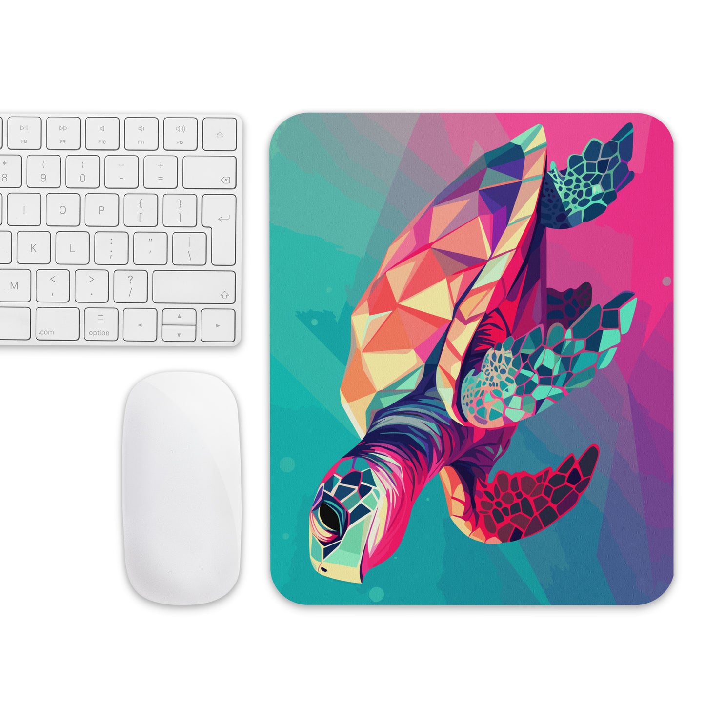 Green and Pink Turtle Mouse Pad